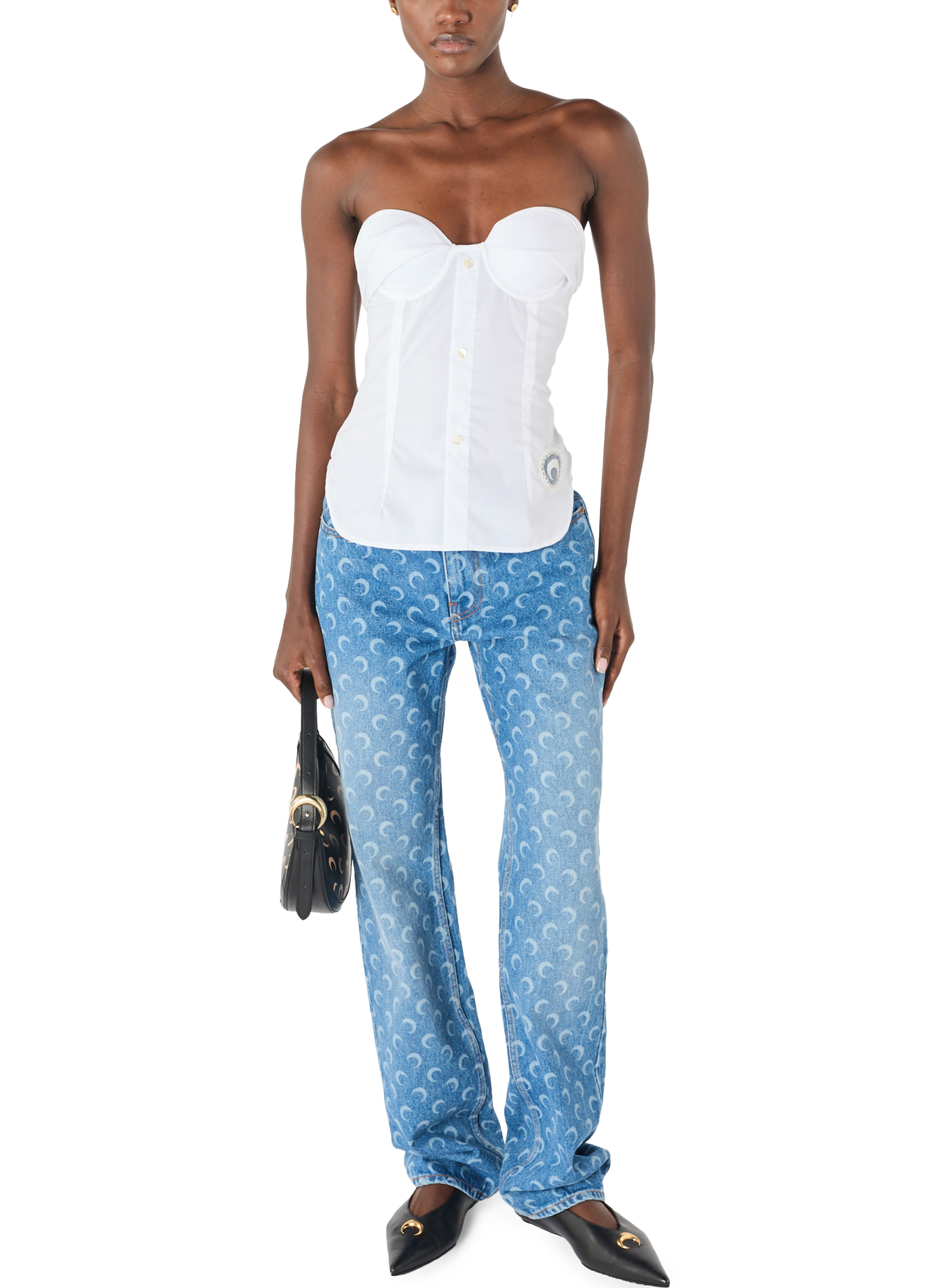 Haut dos nu en chemises upcyclées MARINE SERRE Blanc