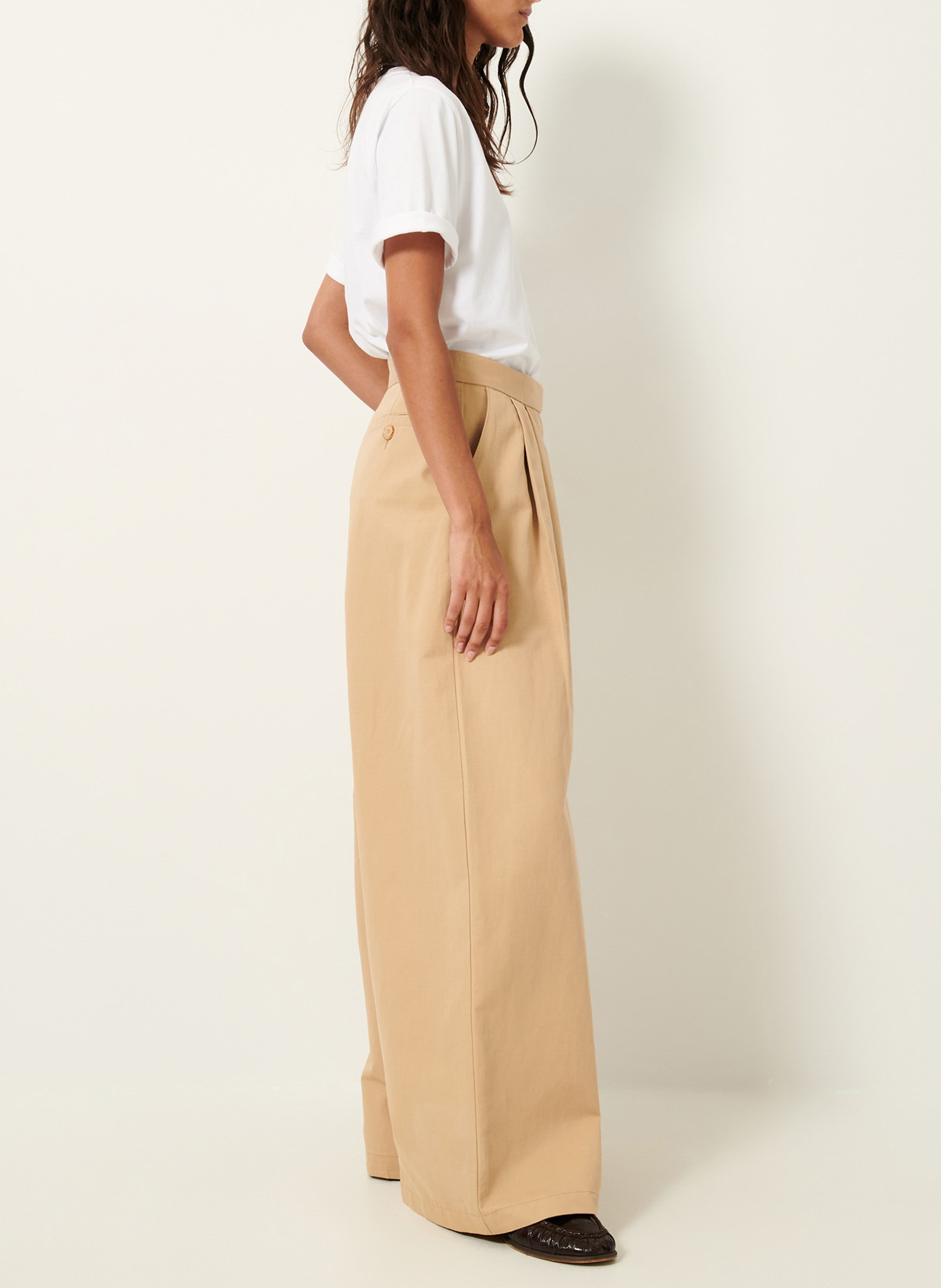 Pantalon large en coton mélangé rivera | Beige SESSUN Femme