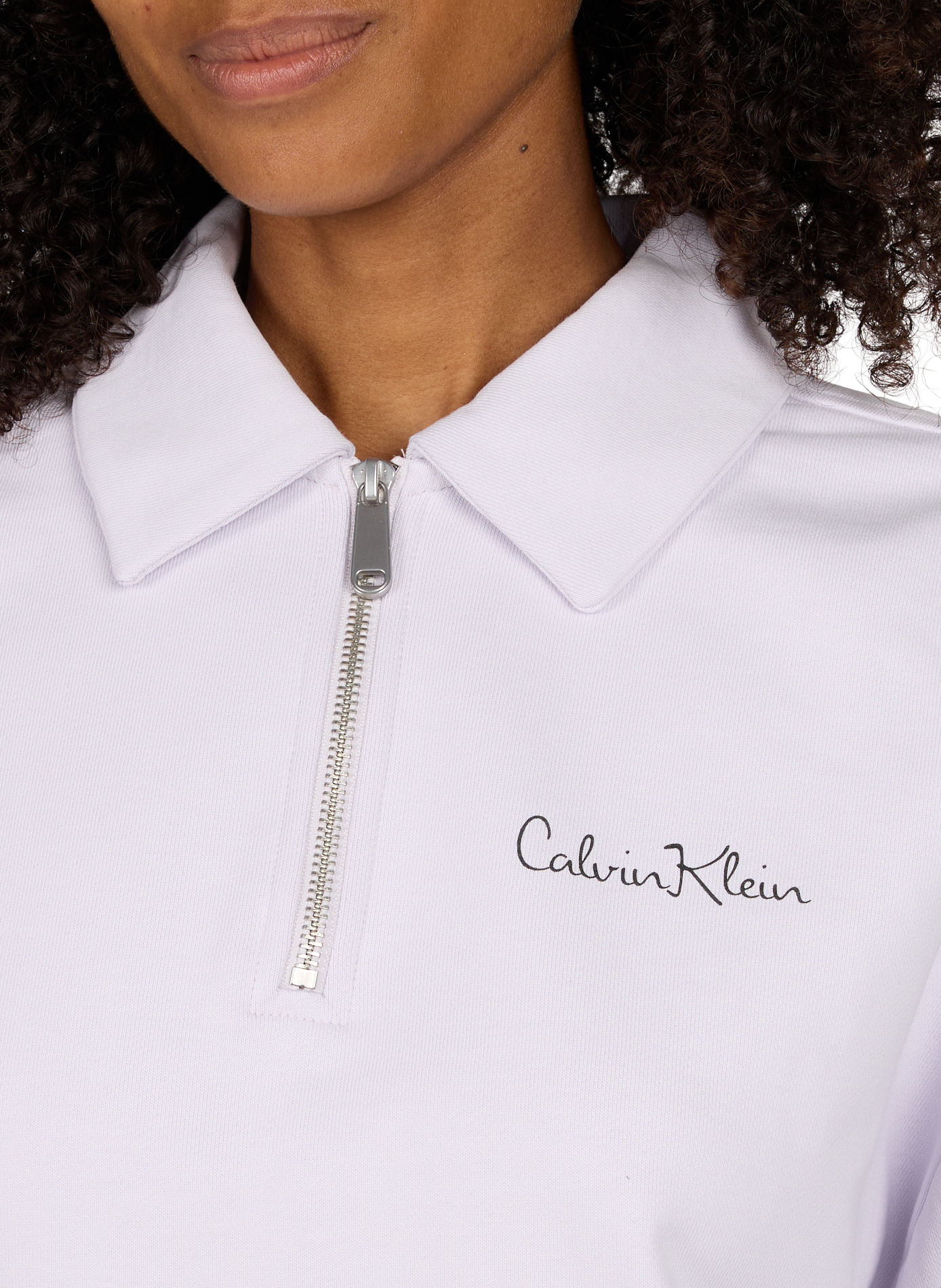 Pullover mit Reißverschlusskragen aus Baumwollmischung CALVIN KLEIN Violett