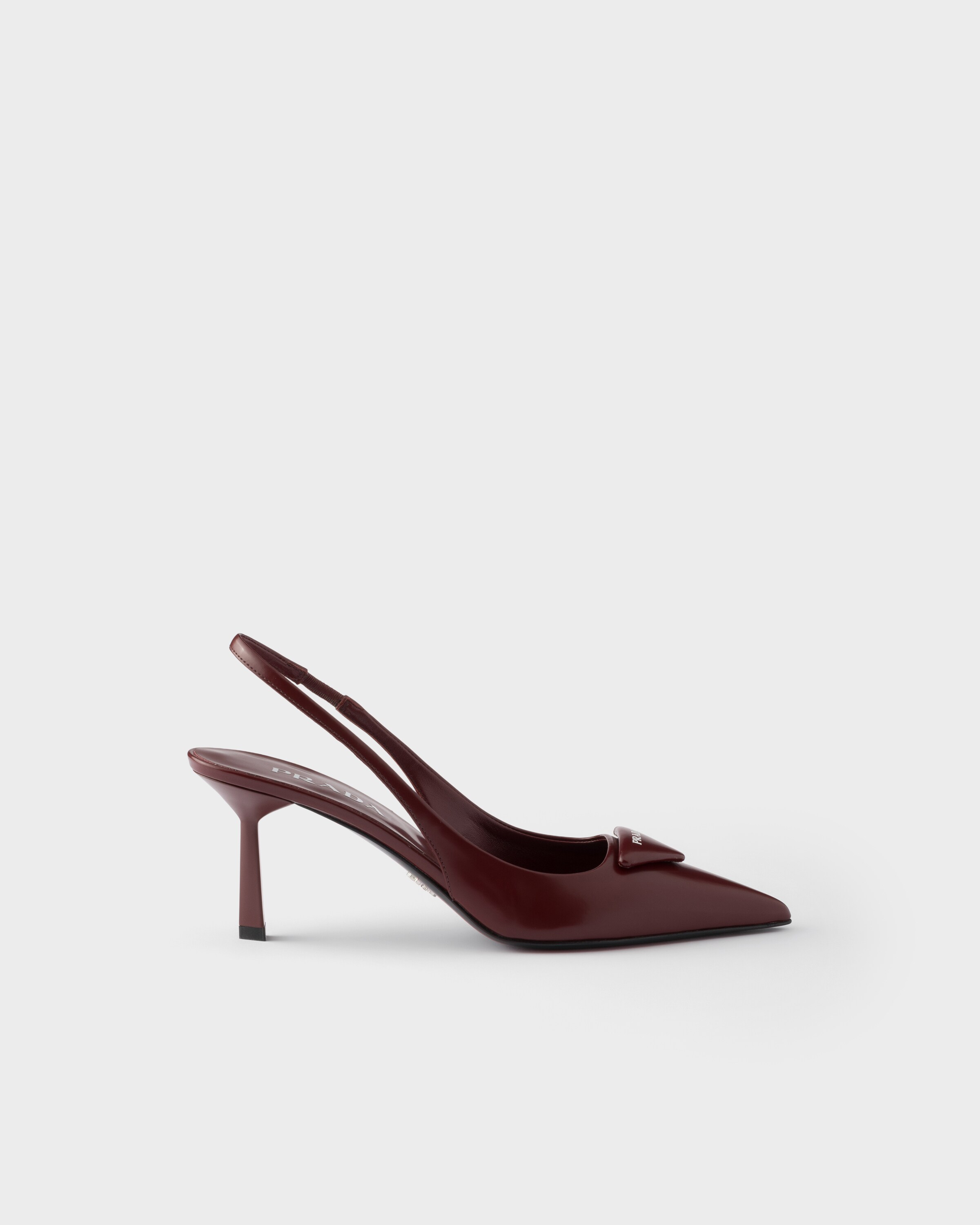 Escarpins à bride arrière en cuir brossé PRADA Rouge
