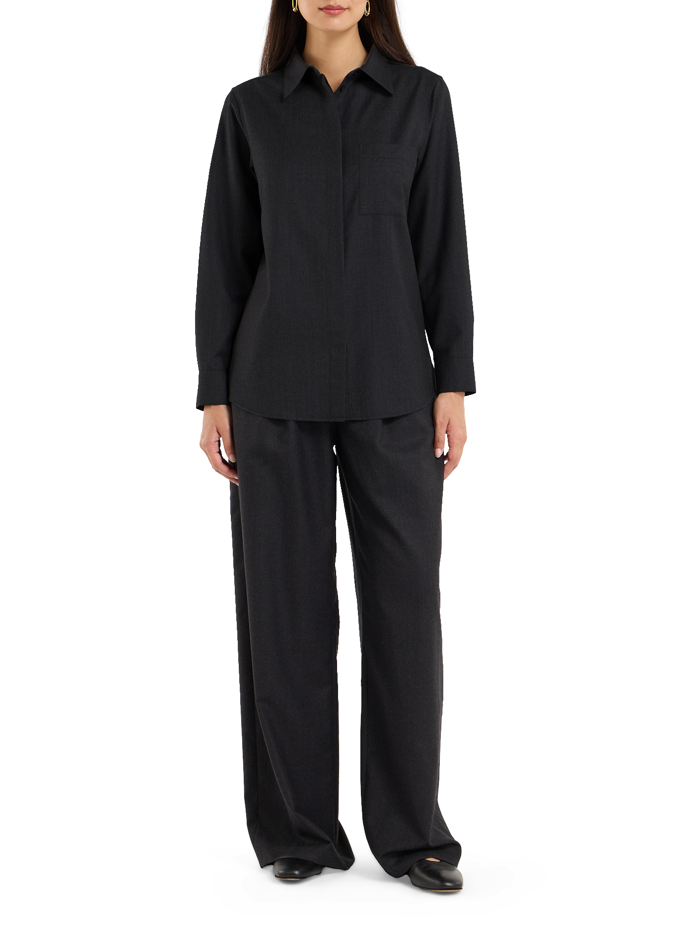 Pantalon large à plis en laine SAISON 1865 Gris