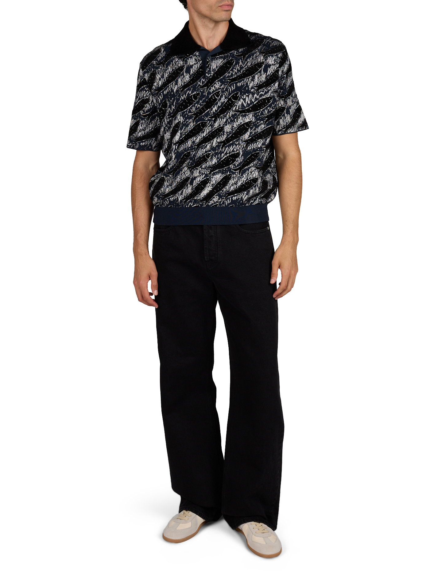 Short-sleeved jacquard polo JACQUEMUS Black