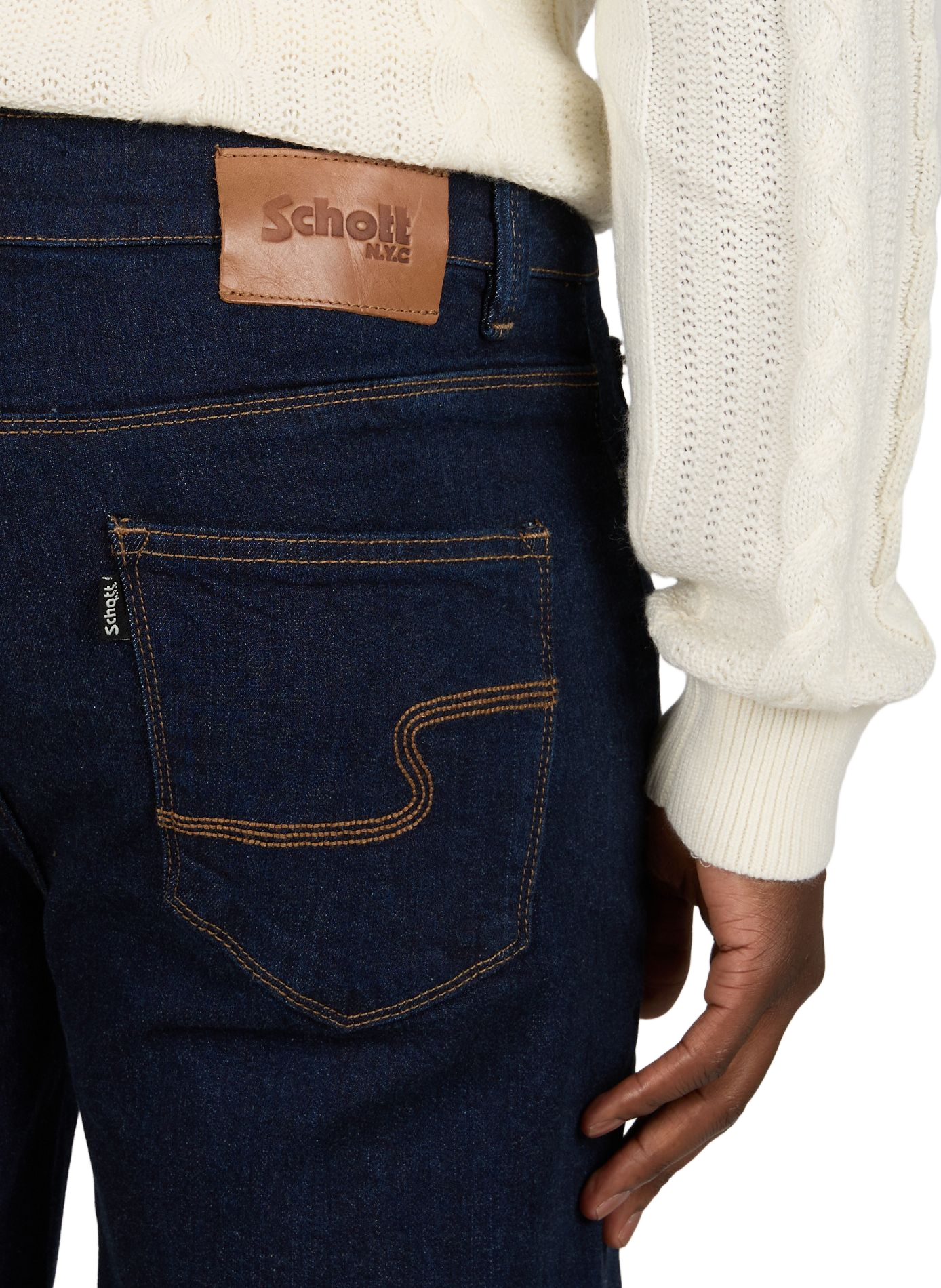 Jean droit en coton SCHOTT Bleu