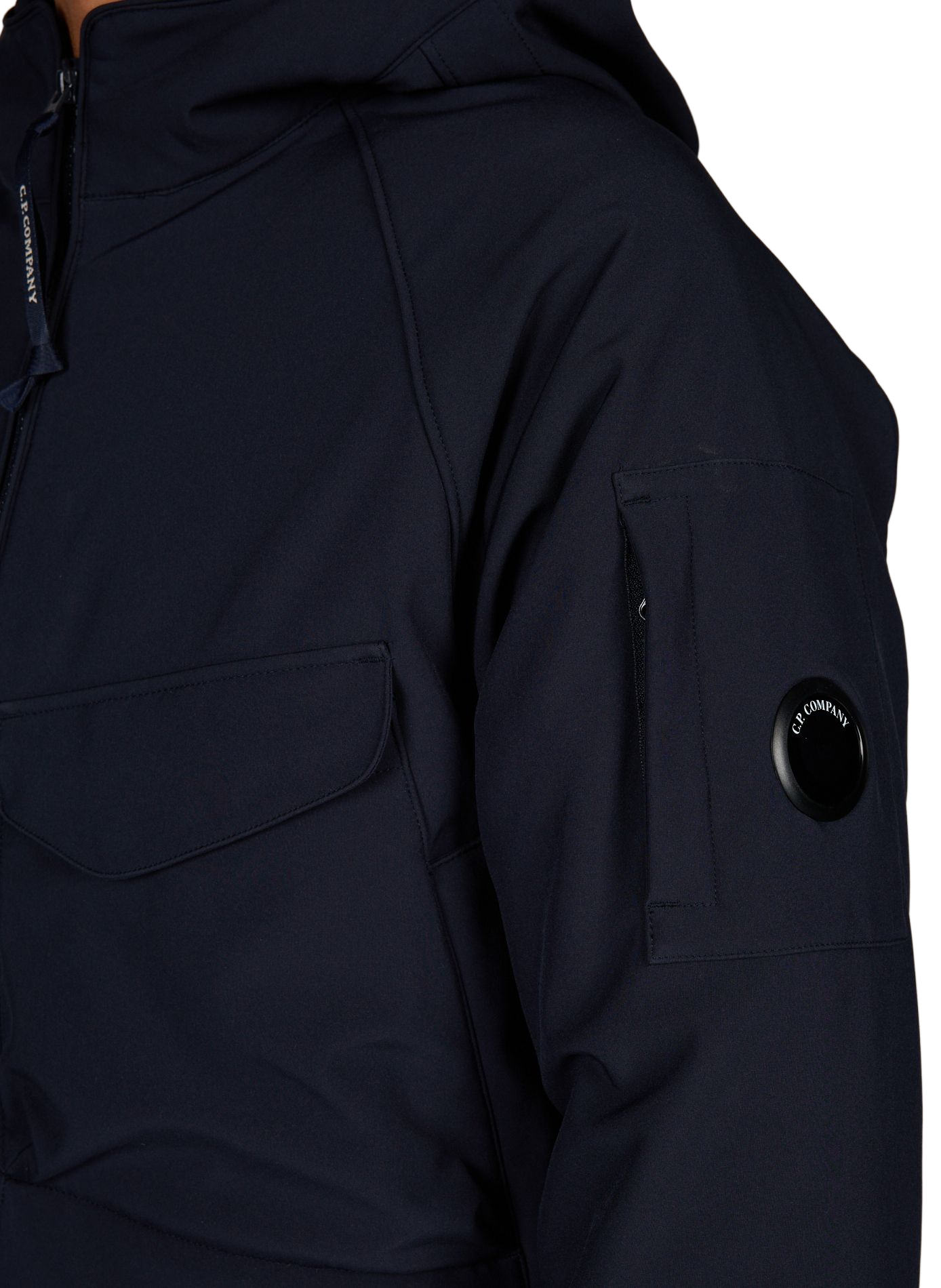 Parka met capuchon en logo-embleem CP COMPANY Blauw