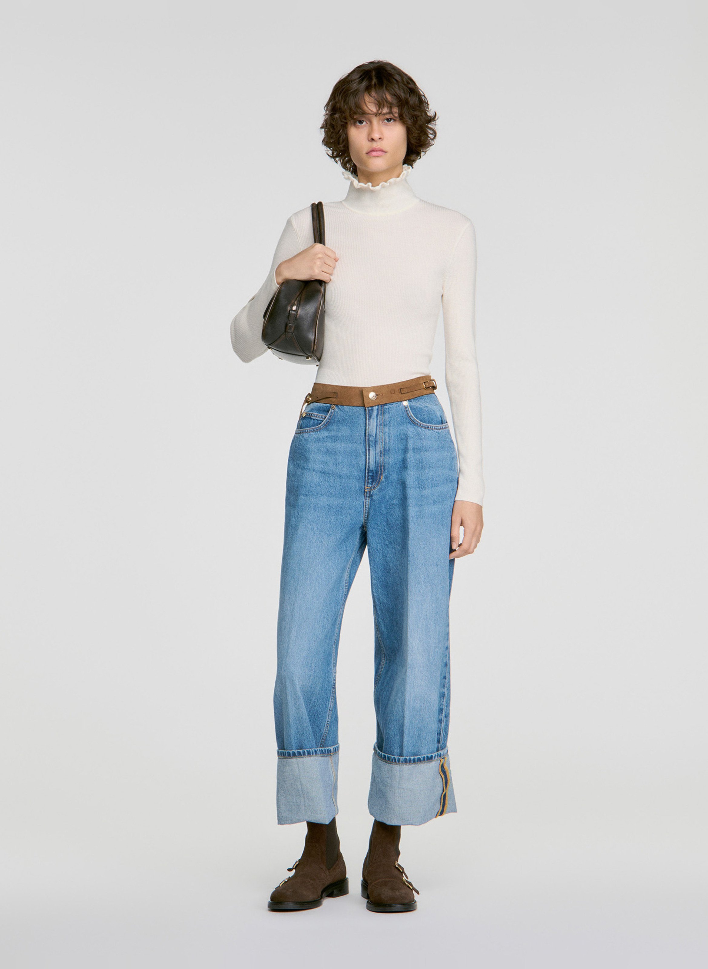 Pull moulant en laine mélangée SANDRO Beige