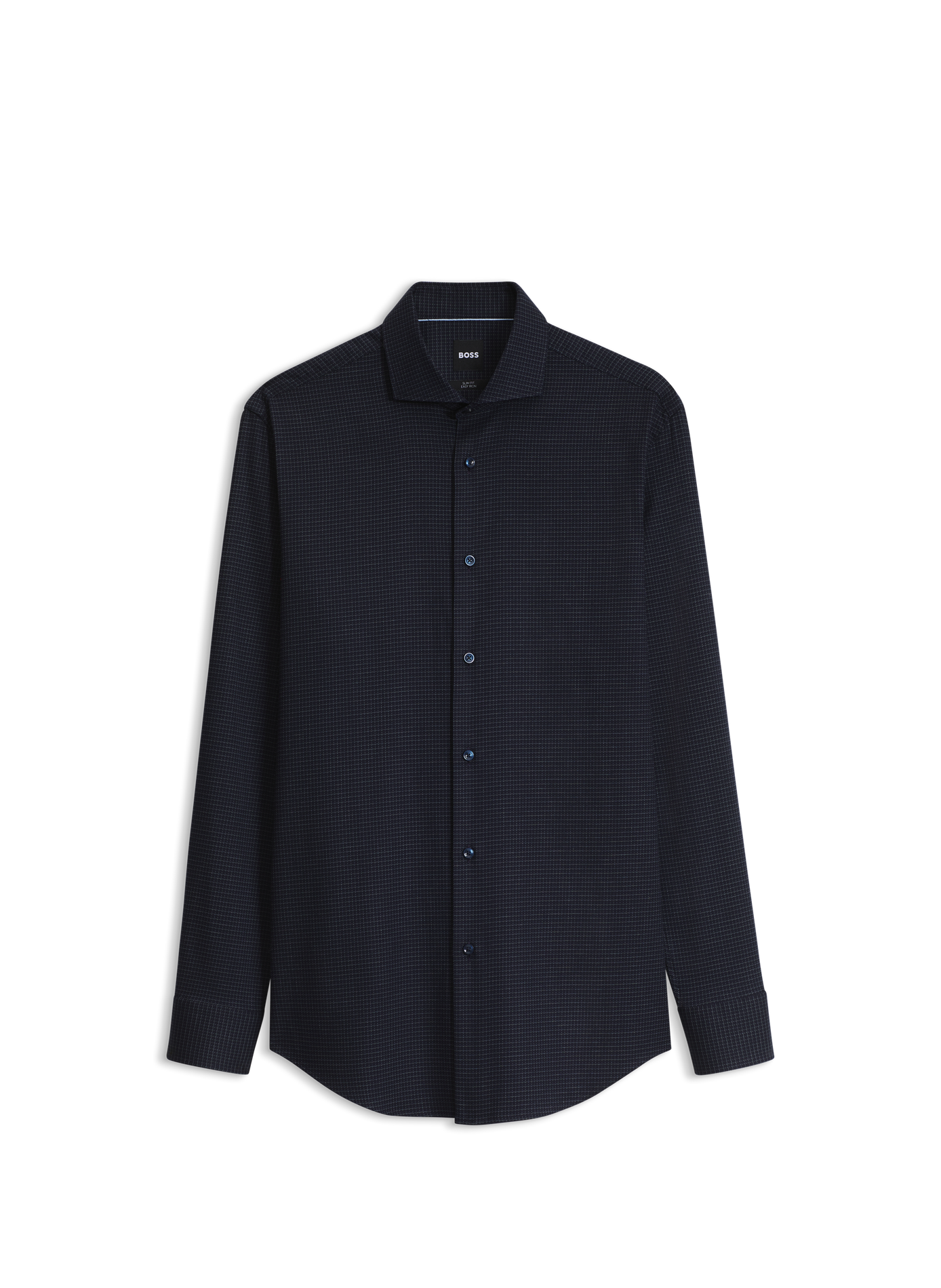 Chemise droite col classique à carreaux en coton mélangé BOSS Azul