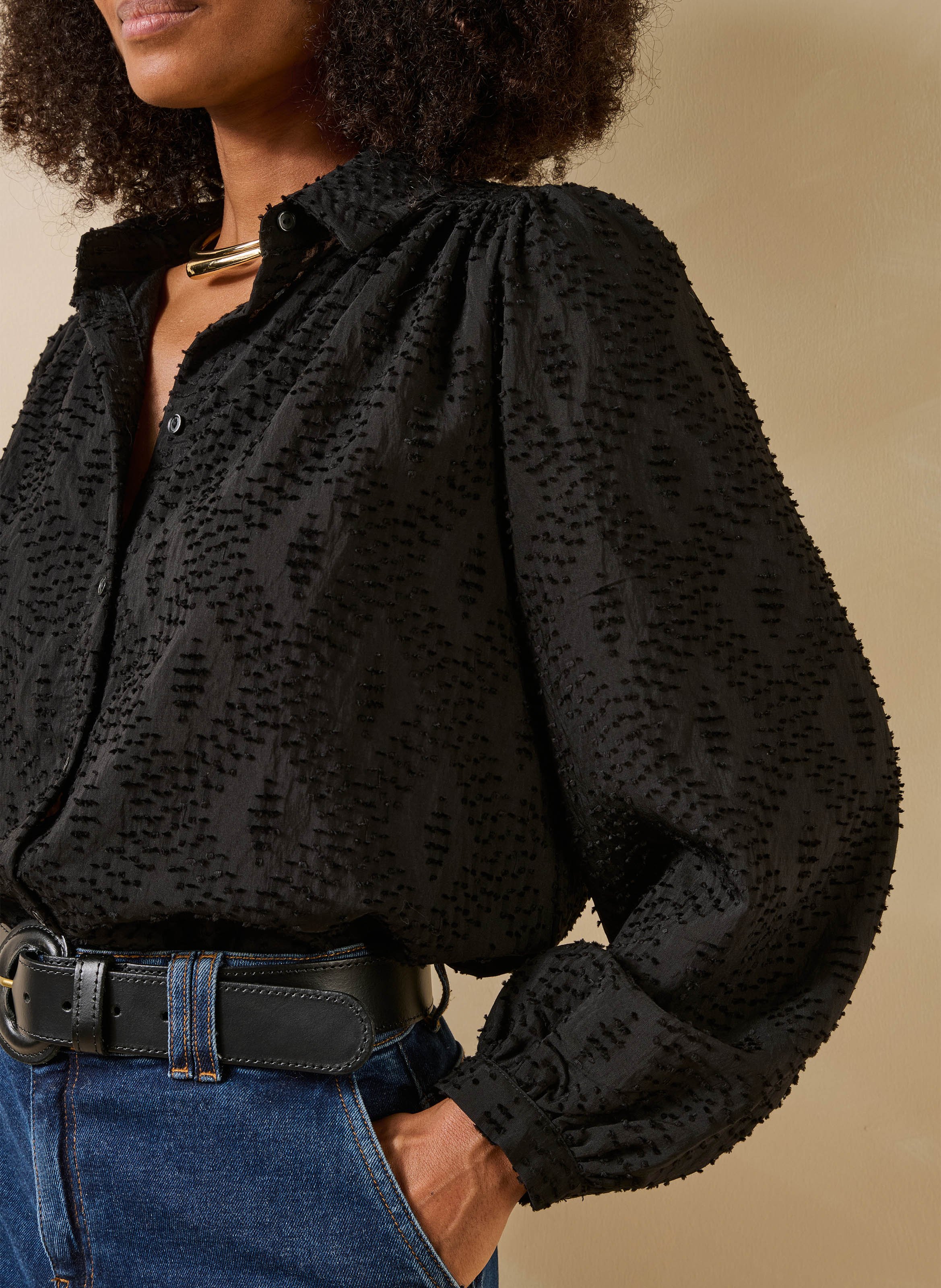 Recht shirt met lange mouwen LA FEE MARABOUTEE Zwart