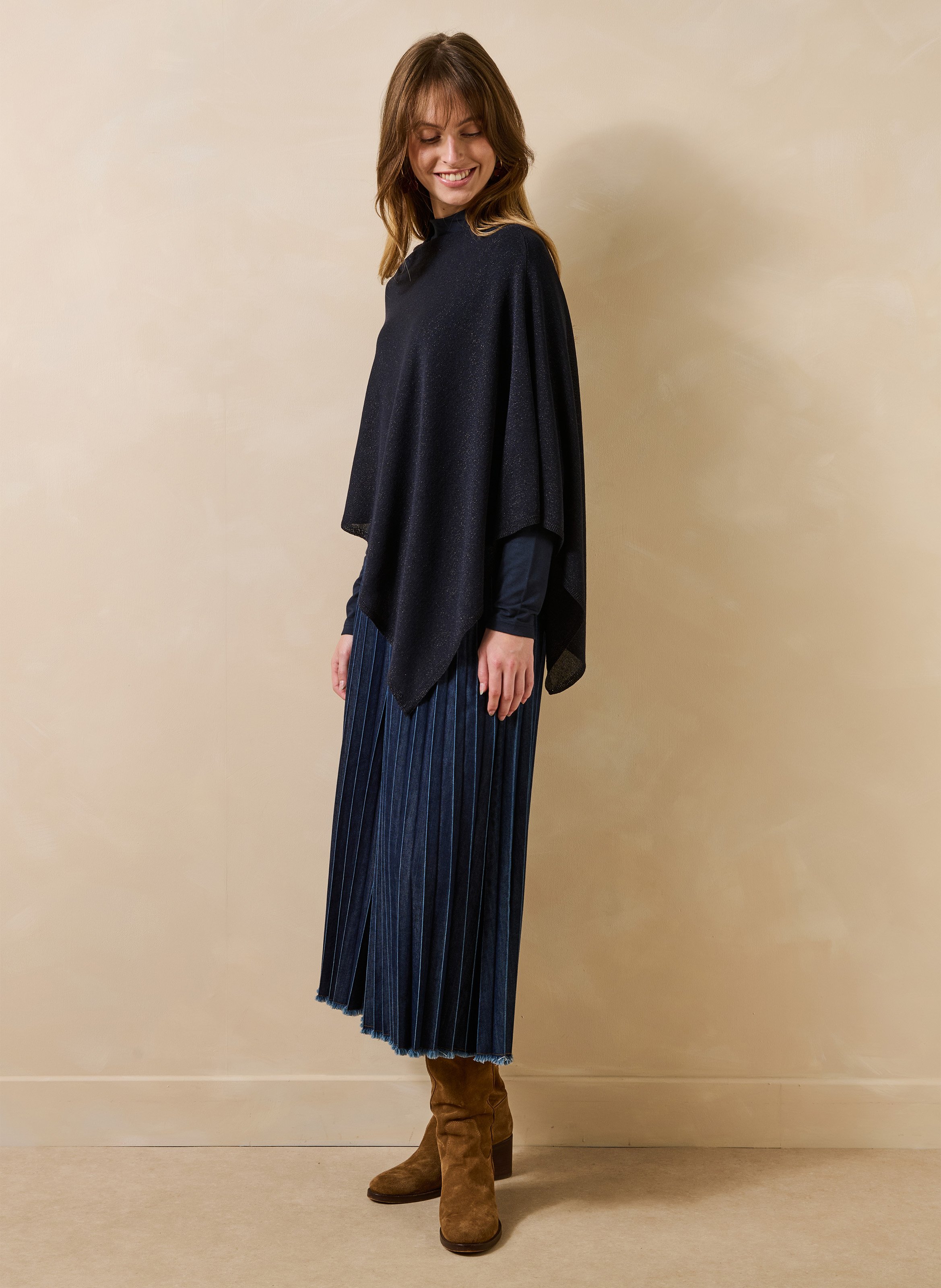 Poncho met iriserende glans LA FEE MARABOUTEE Blauw