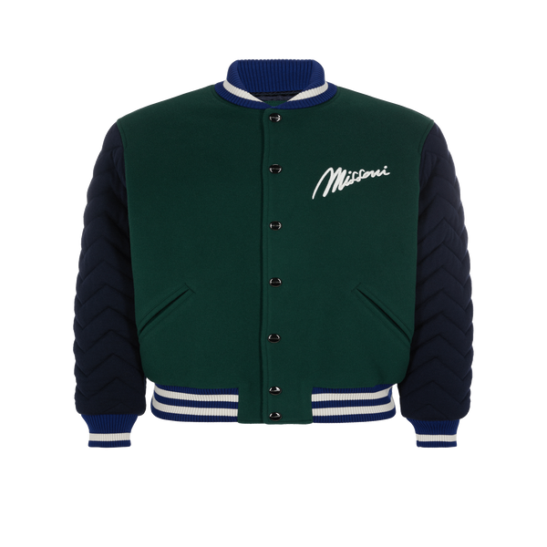 Missoni Virgin Wool-blend Bomber Jacket In Green