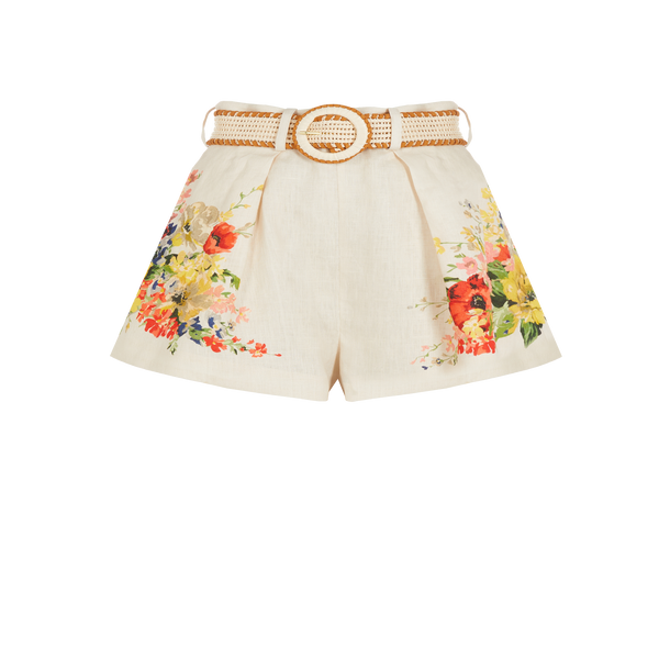 Shop Zimmermann Patterned Linen Shorts In Multicolour