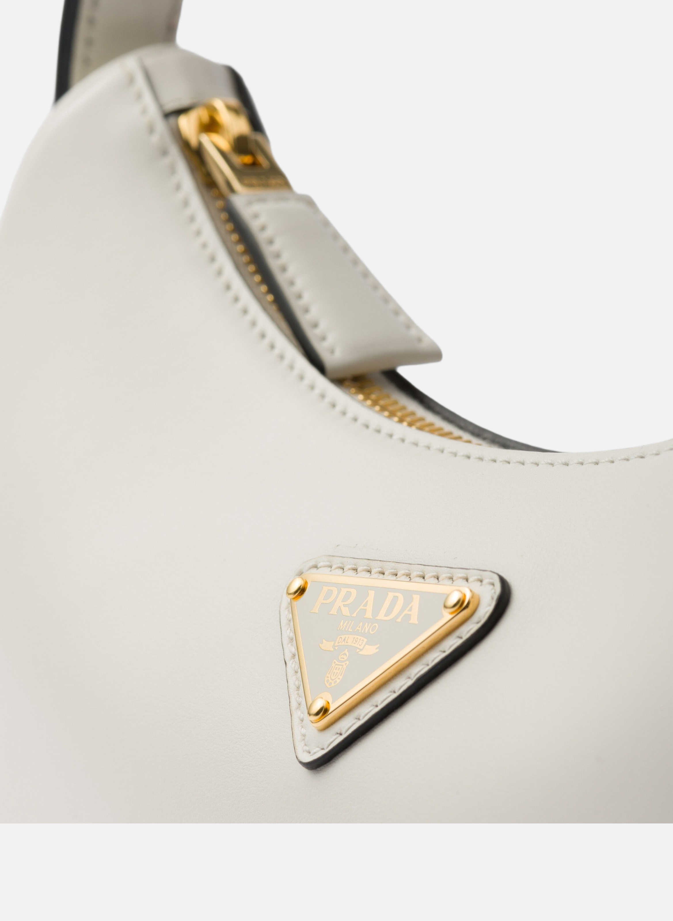 Sac porté épaule prada arqué en cuir PRADA Blanc