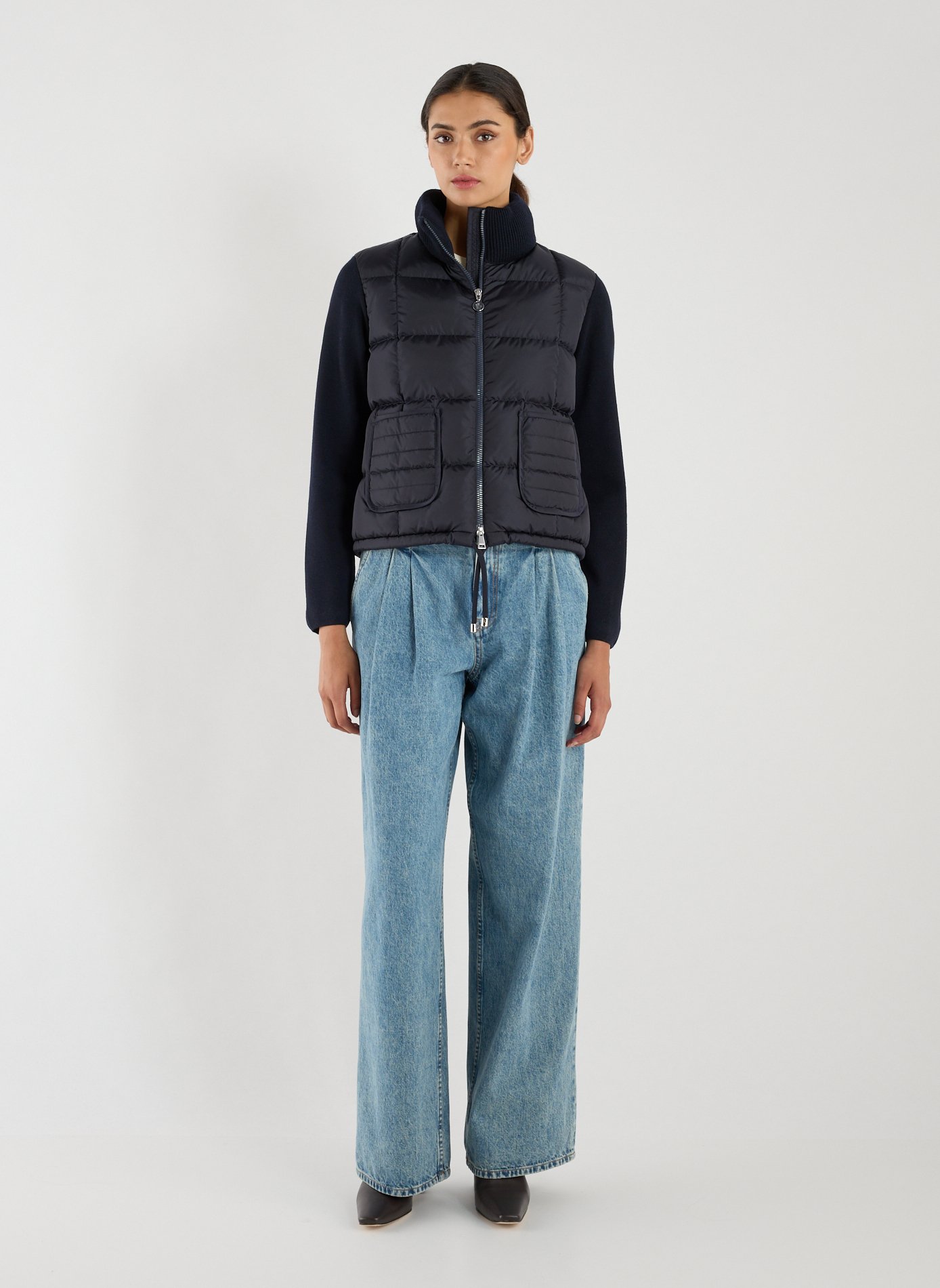 Bi-material blazer jacket MONCLER Blue