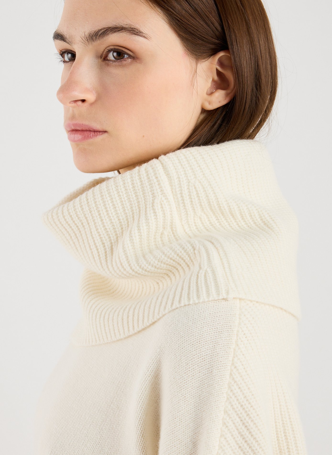 Pull large en coton et cachemire mélangés SANDBEIGE Blanc