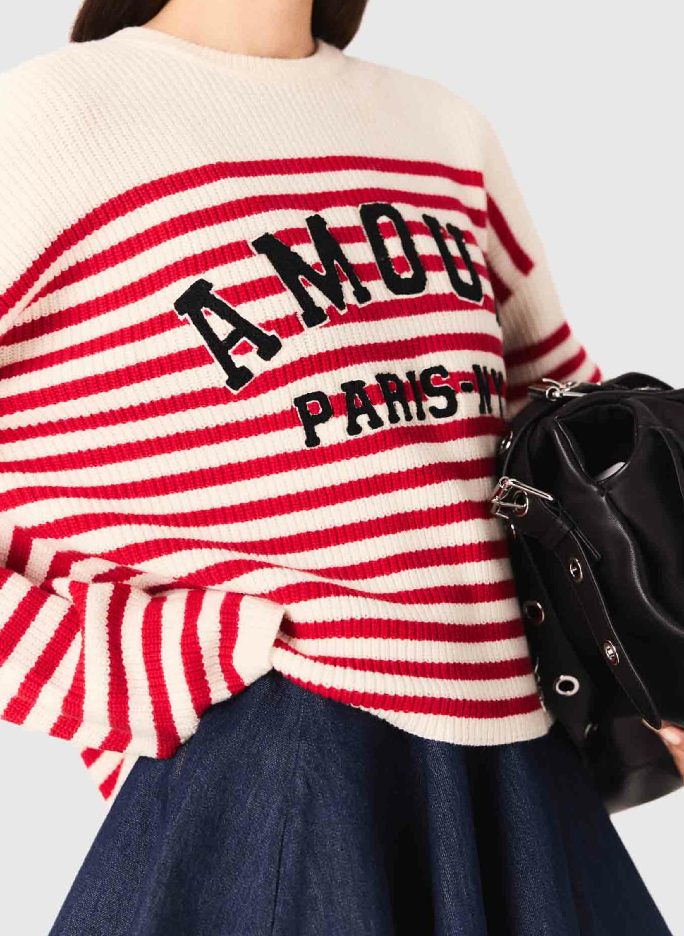 Sweat col rond en laine mélangée Beige