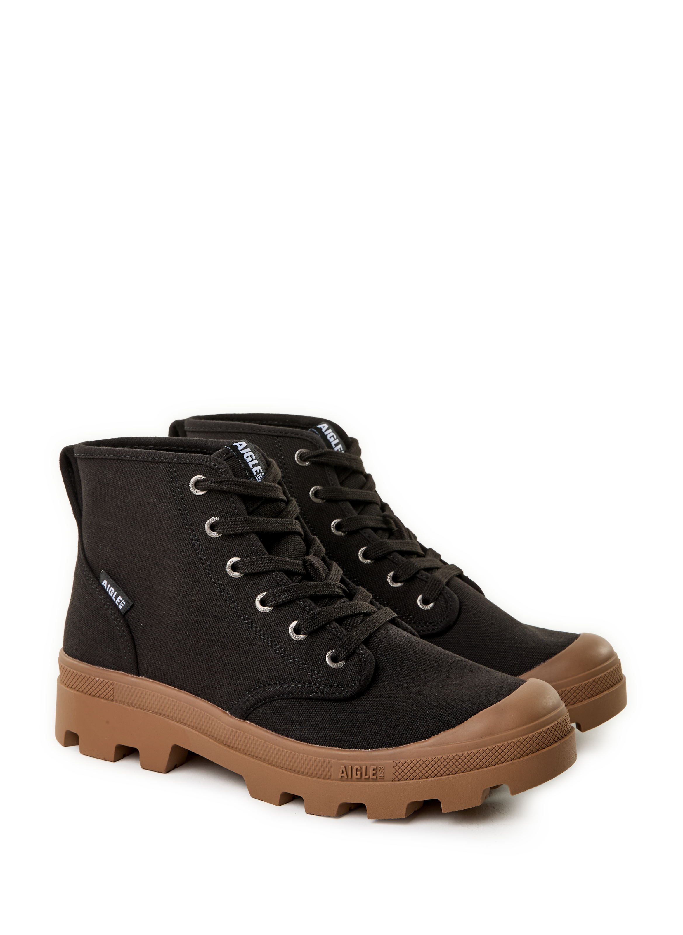 Baskets compensées en coton AIGLE Noir