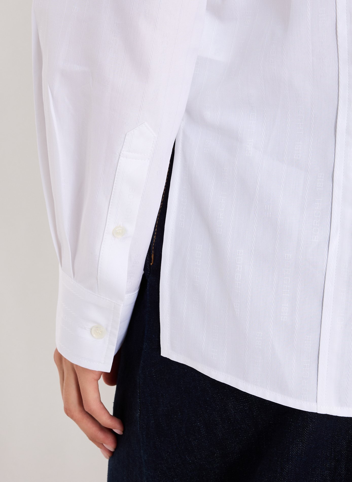 Straight embroidered cotton shirt EENK White