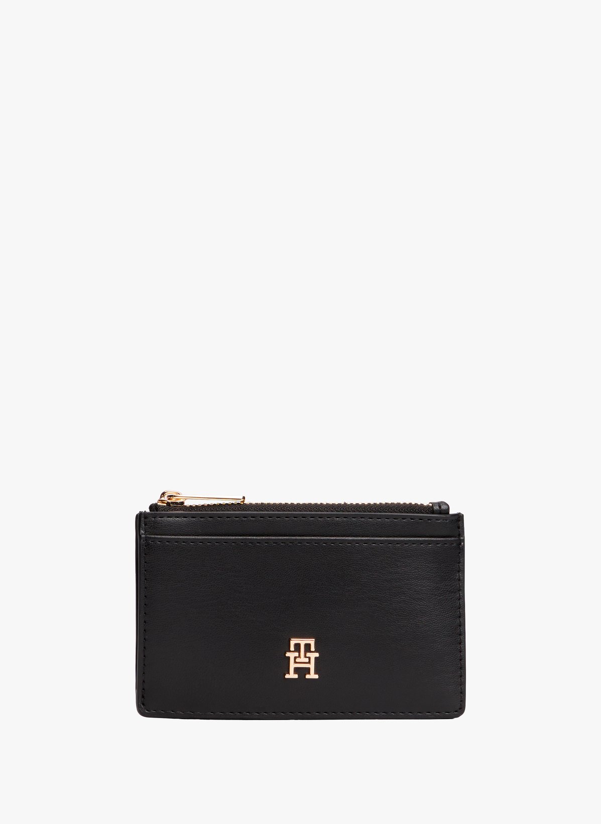 Porte-cartes zippé à logo effet cuir