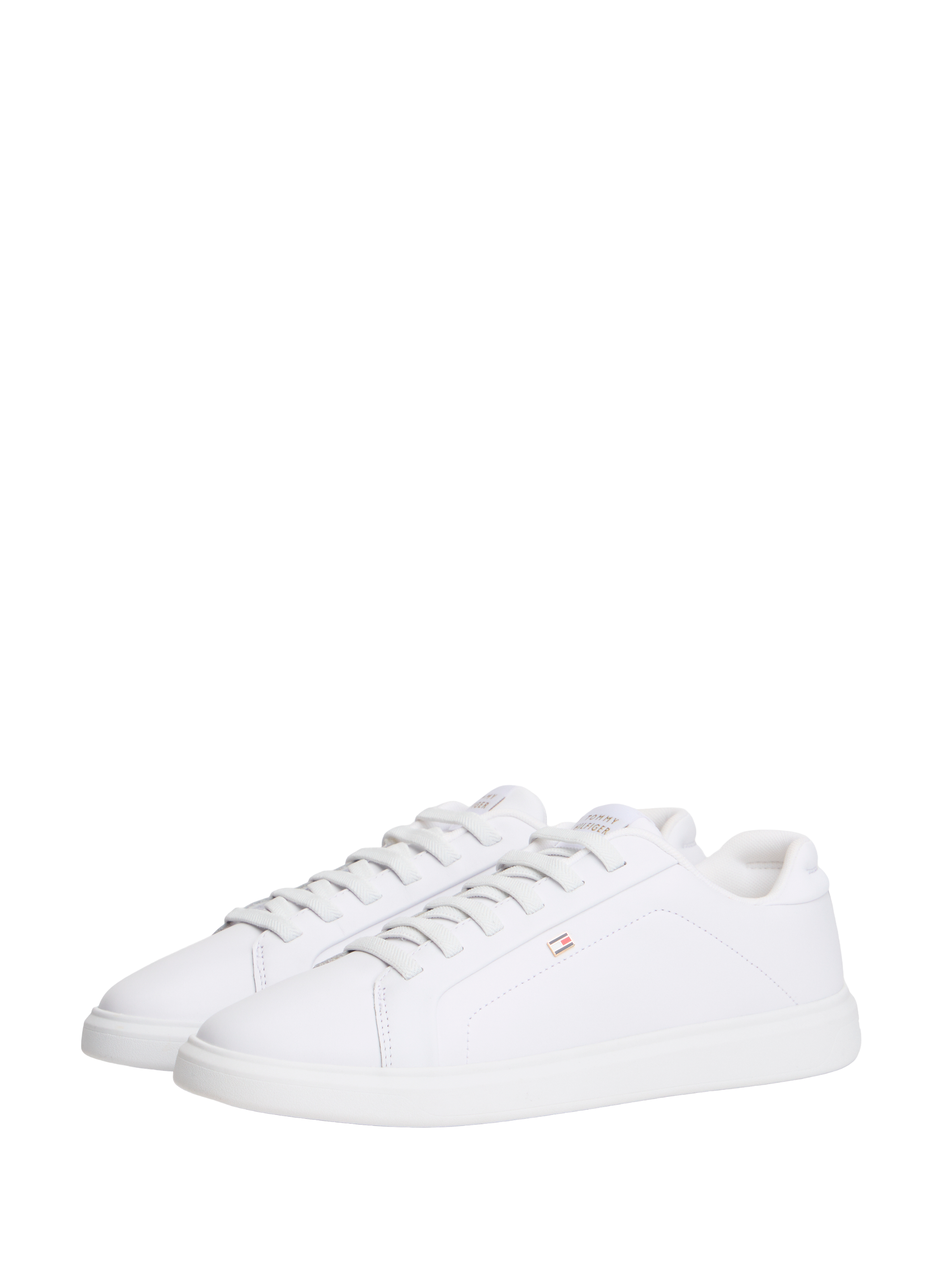 Low-top leather lace-up sneakers TOMMY HILFIGER White