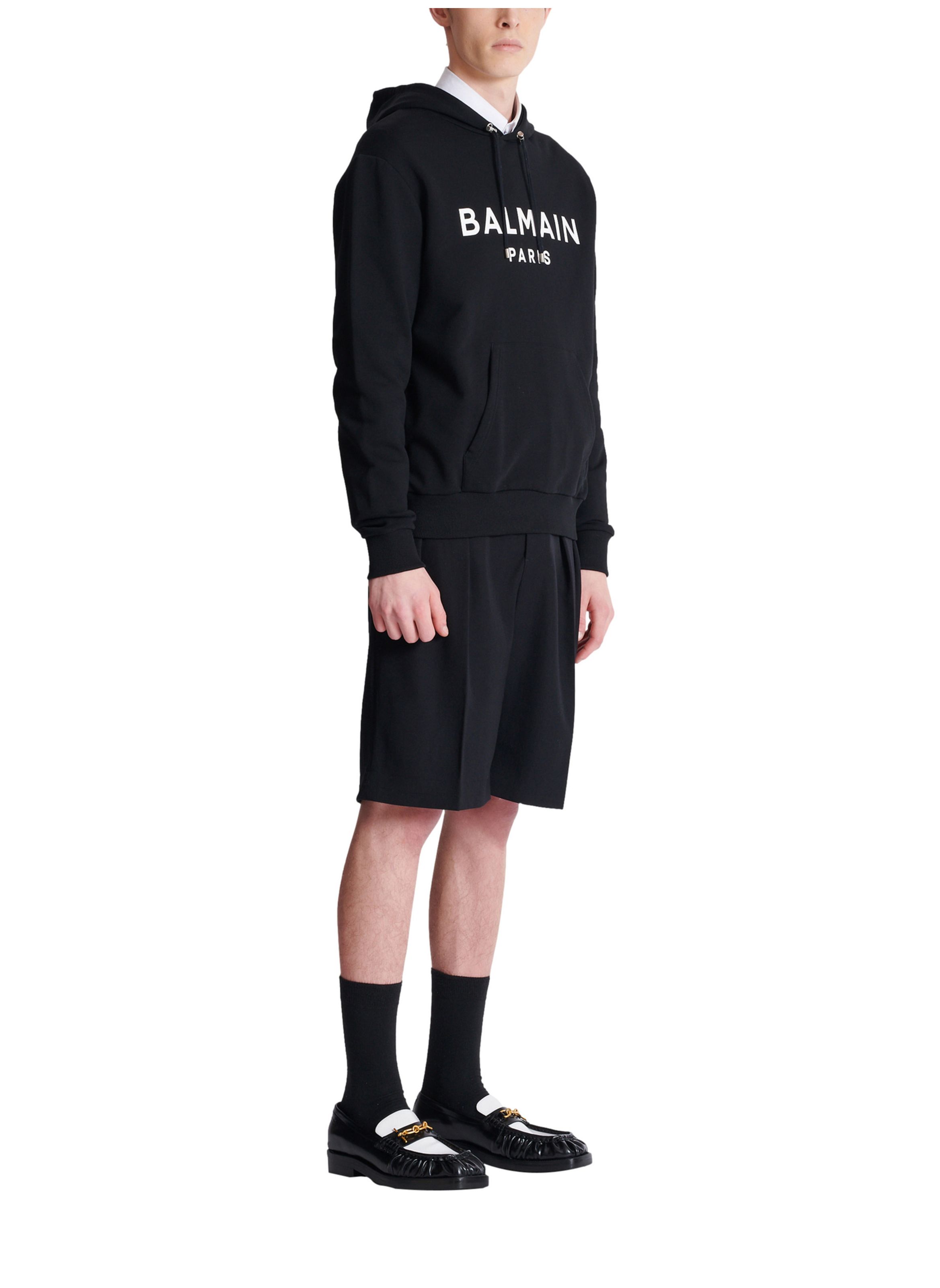 Hoodie en coton à imprimé BALMAIN Noir