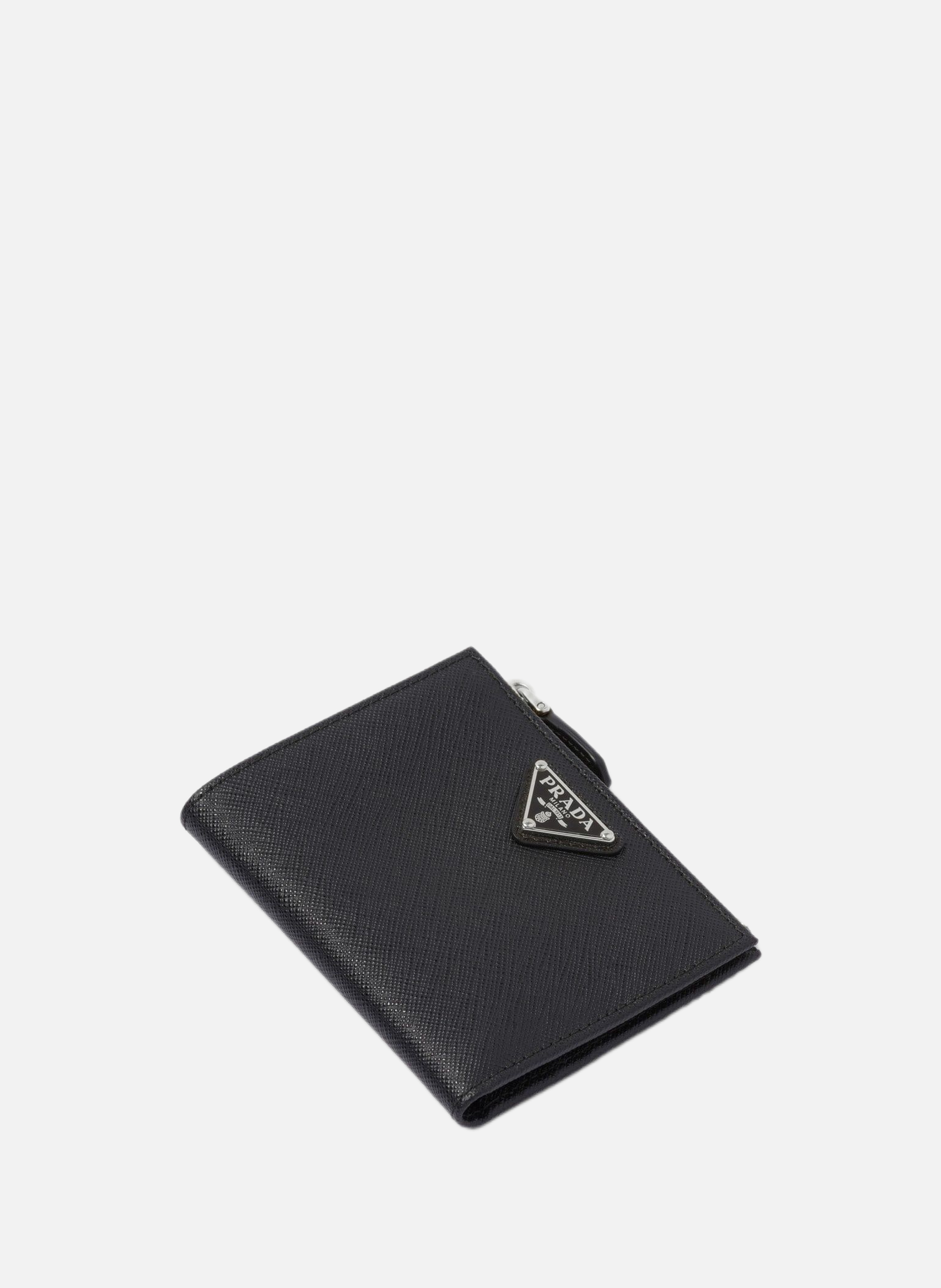 Petit portefeuille en cuir saffiano PRADA Noir
