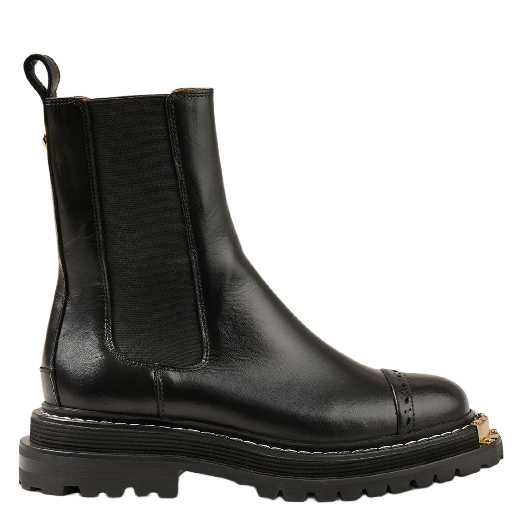 Bottines chelsea à détail métallique en cuir SANDRO Noir