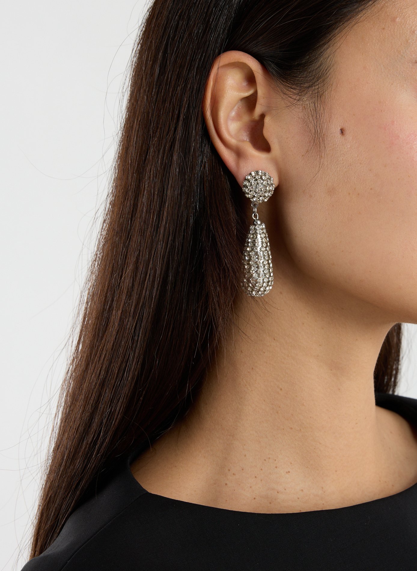 Boucles d'oreilles pendantes à strass AU PRINTEMPS PARIS Argent