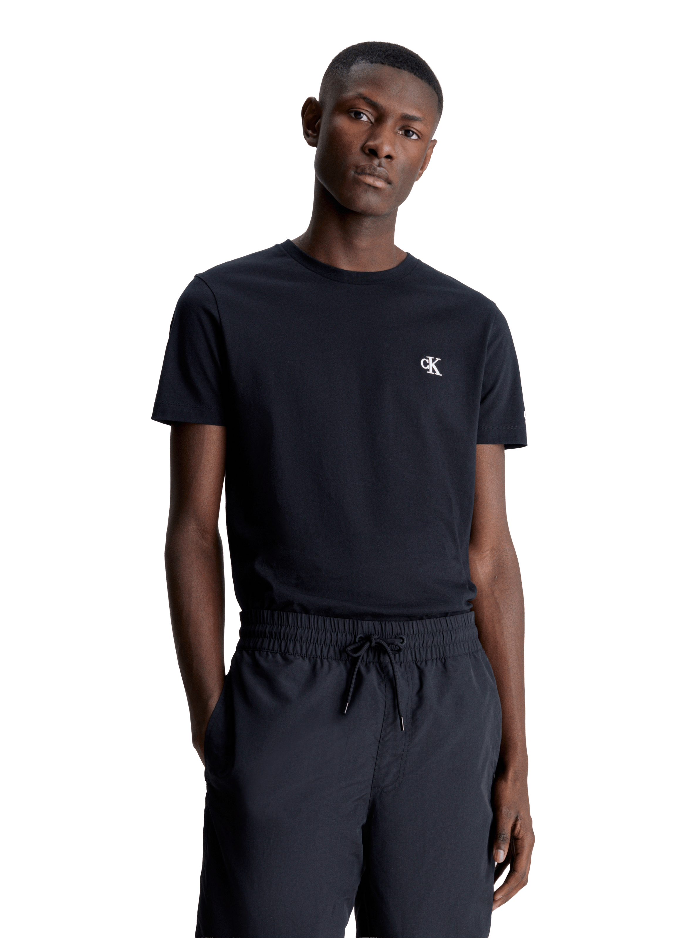 CALVIN KLEIN Round-neck cotton T-shirt Black