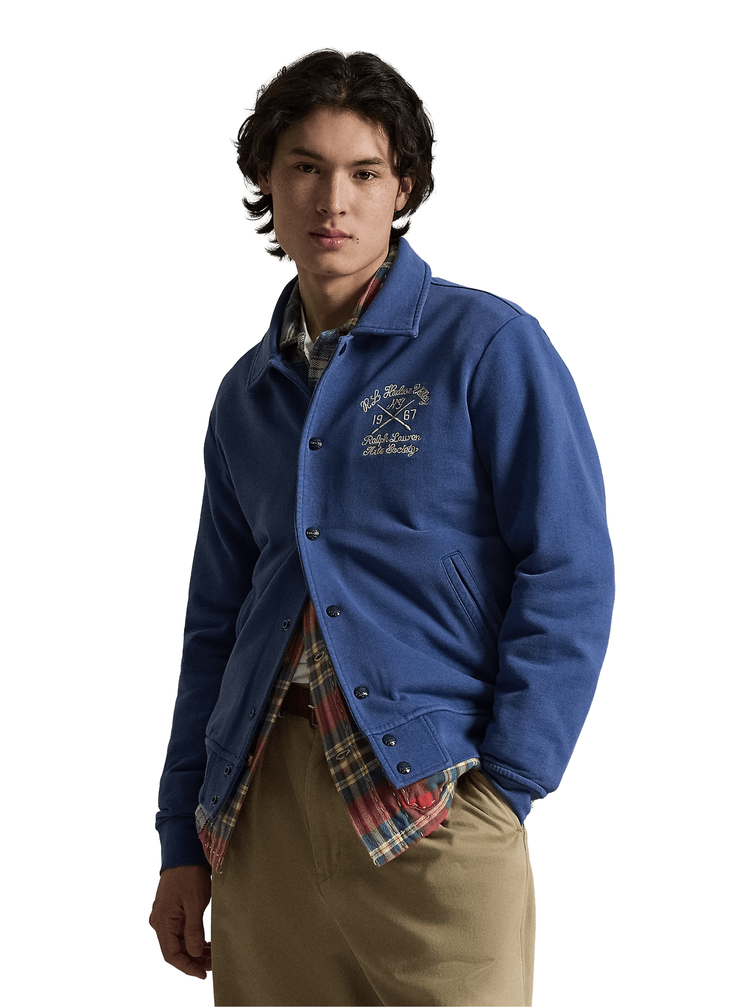Blouson brodé en coton POLO RALPH LAUREN Bleu
