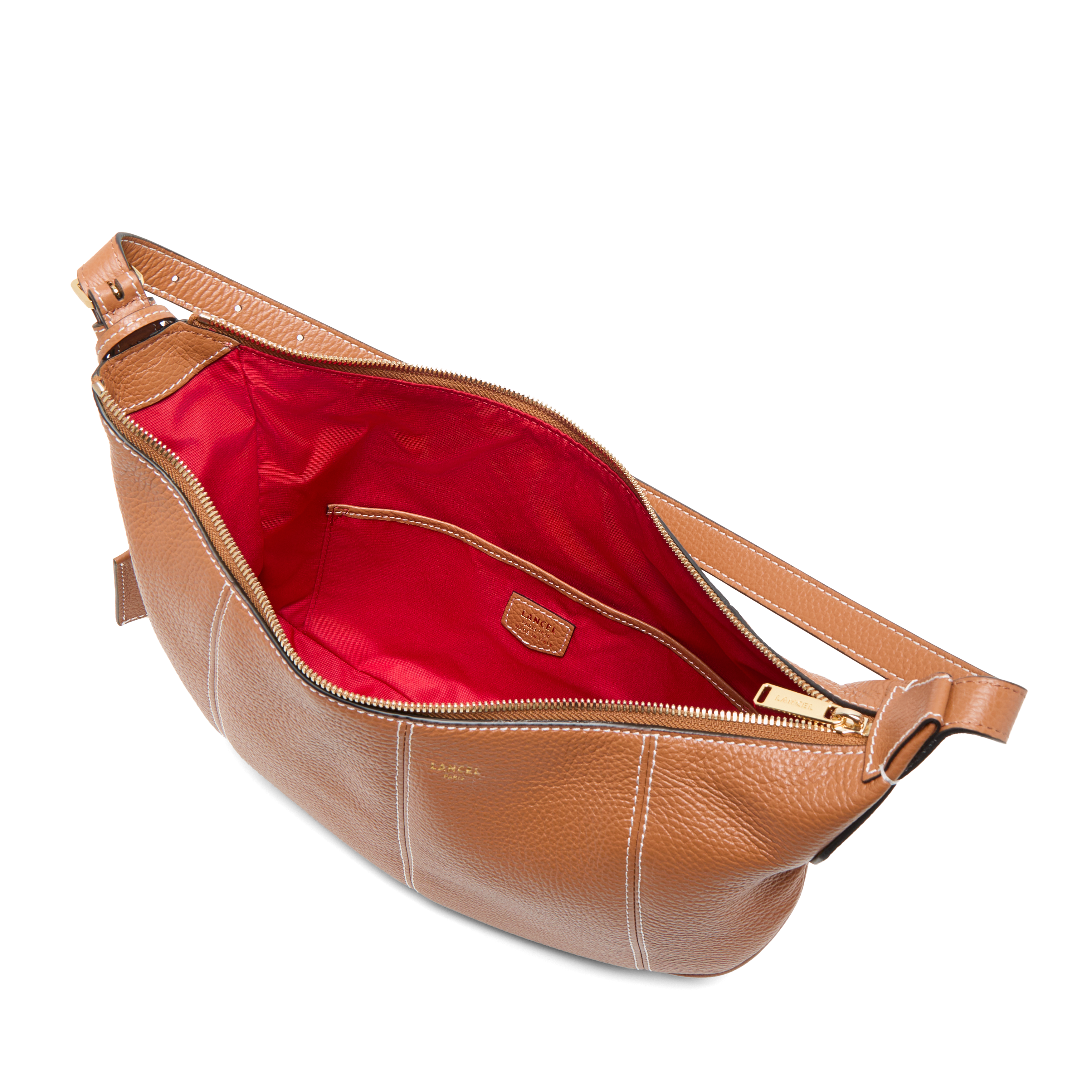 Sac hobo zippé m victoire de lancel en cuir LANCEL Marron