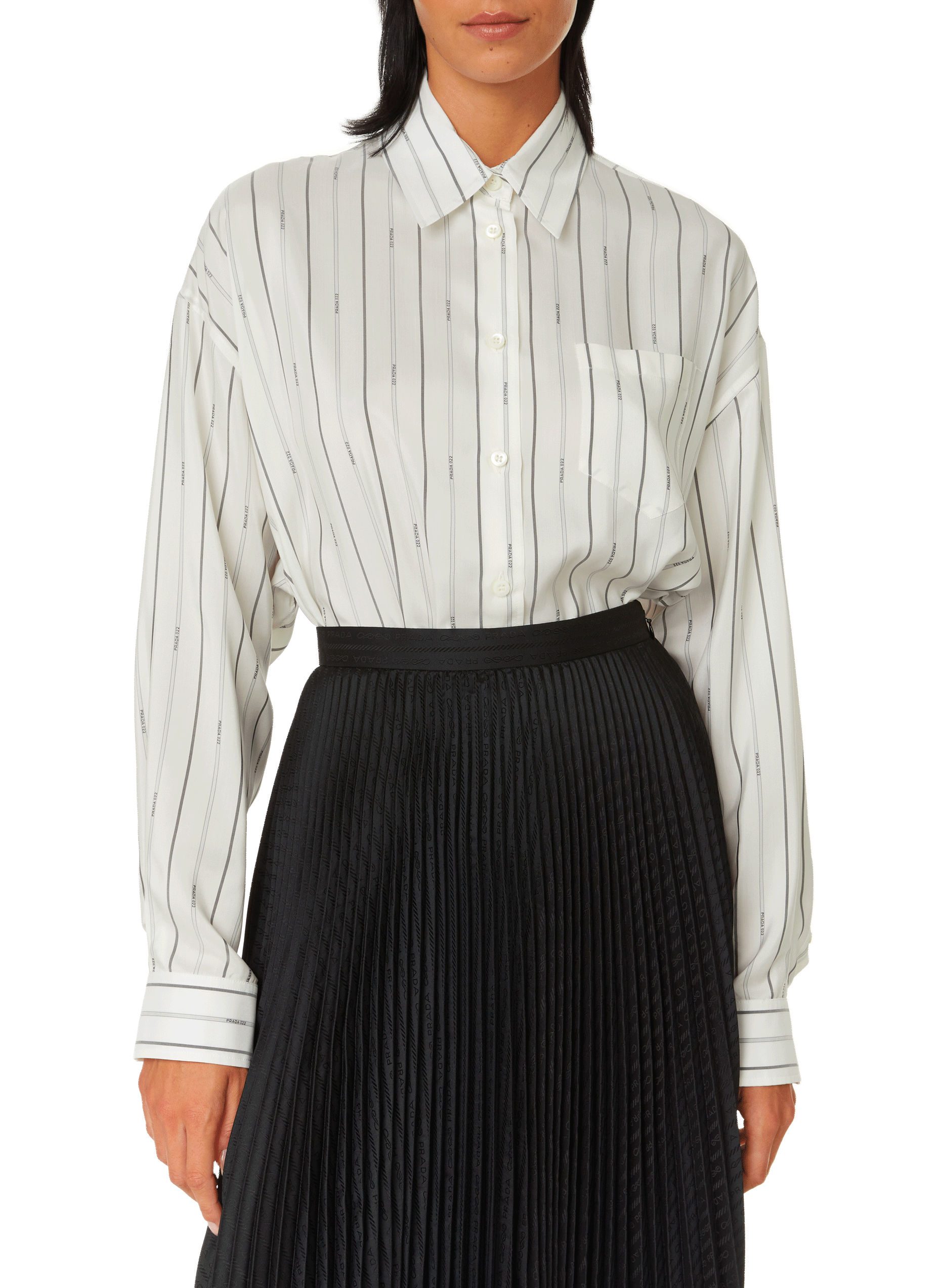 Striped shirt with logo PRADA Beige