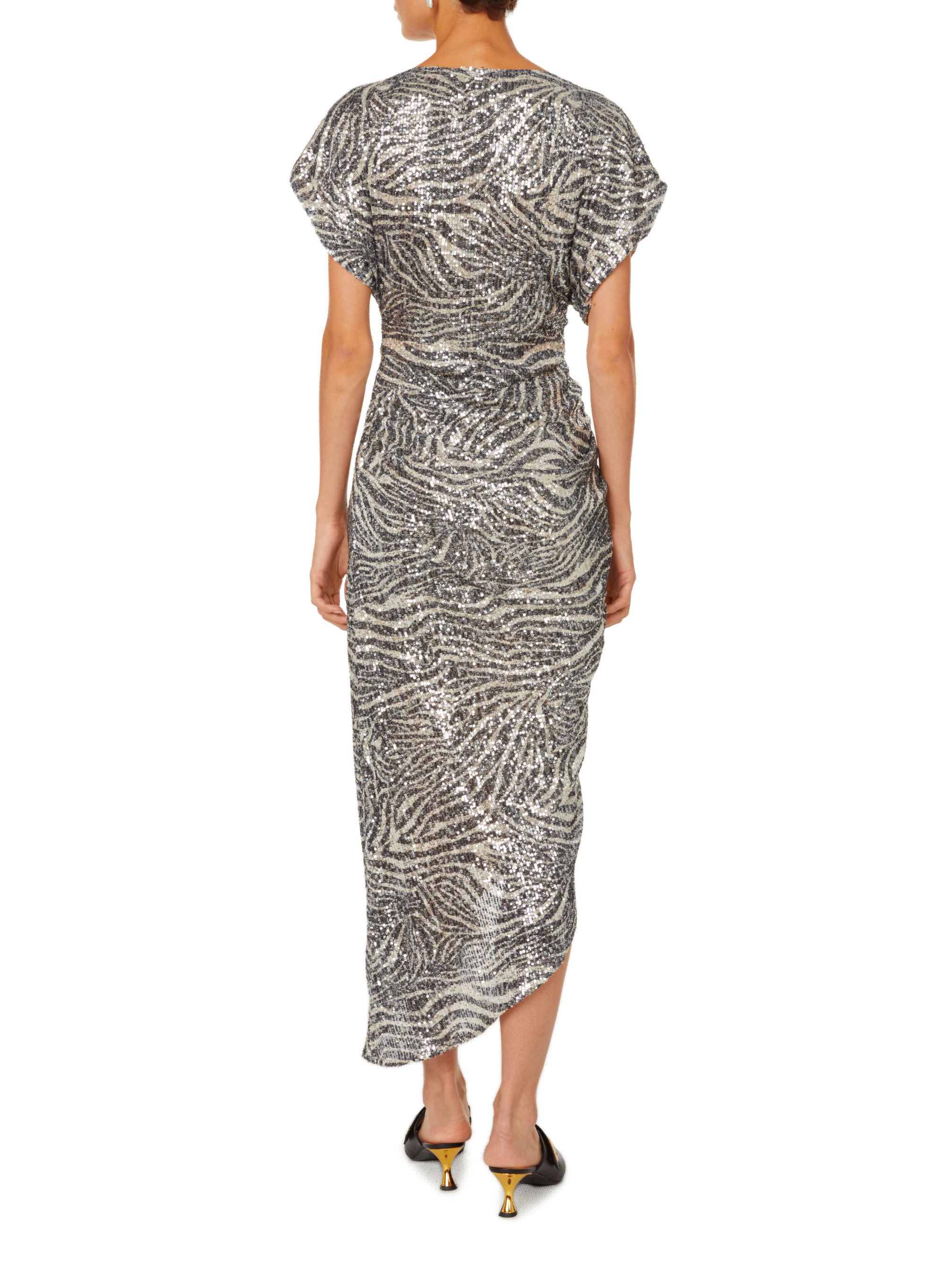 Robe midi à sequins et imprimé zébré IN THE MOOD FOR LOVE Argent