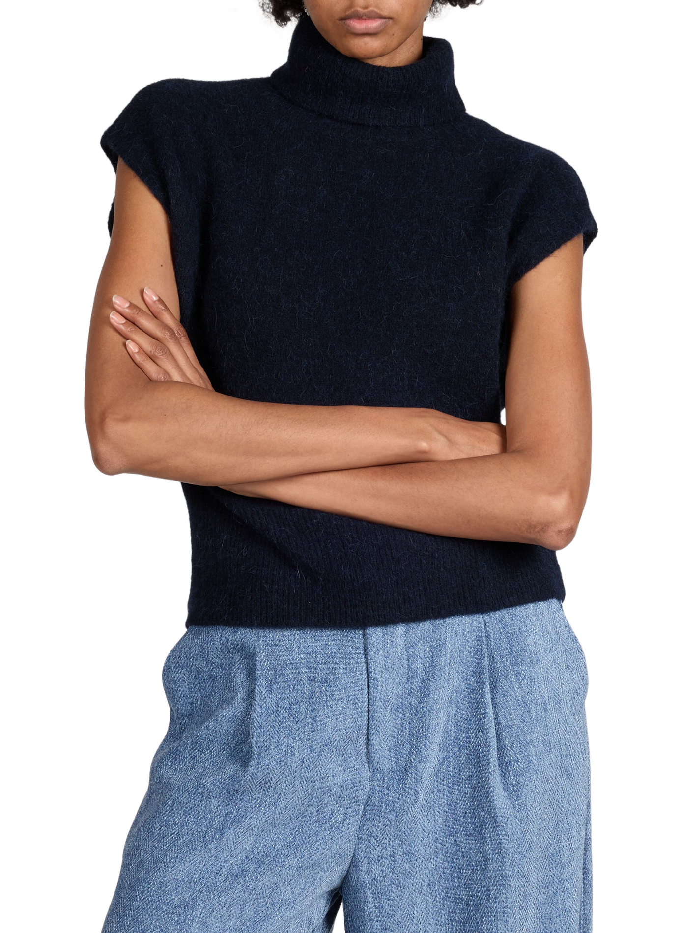 Pull manches courtes Gzalpha en laine et alpaga mélangés GESTUZ Bleu