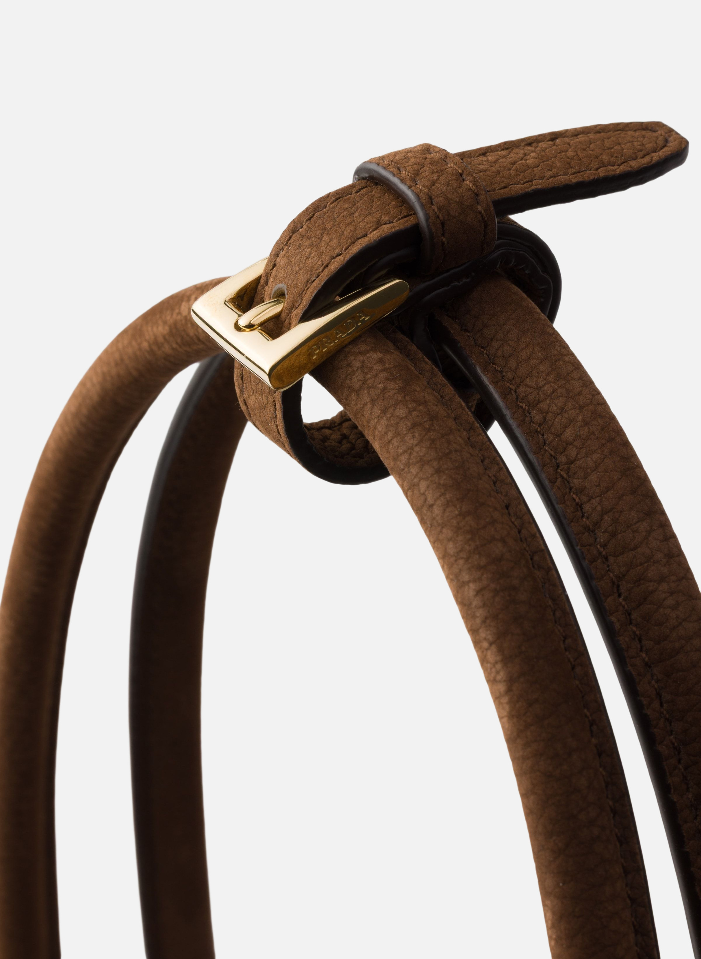 Grand sac à main prada bonnie en cuir nubuck PRADA Marron