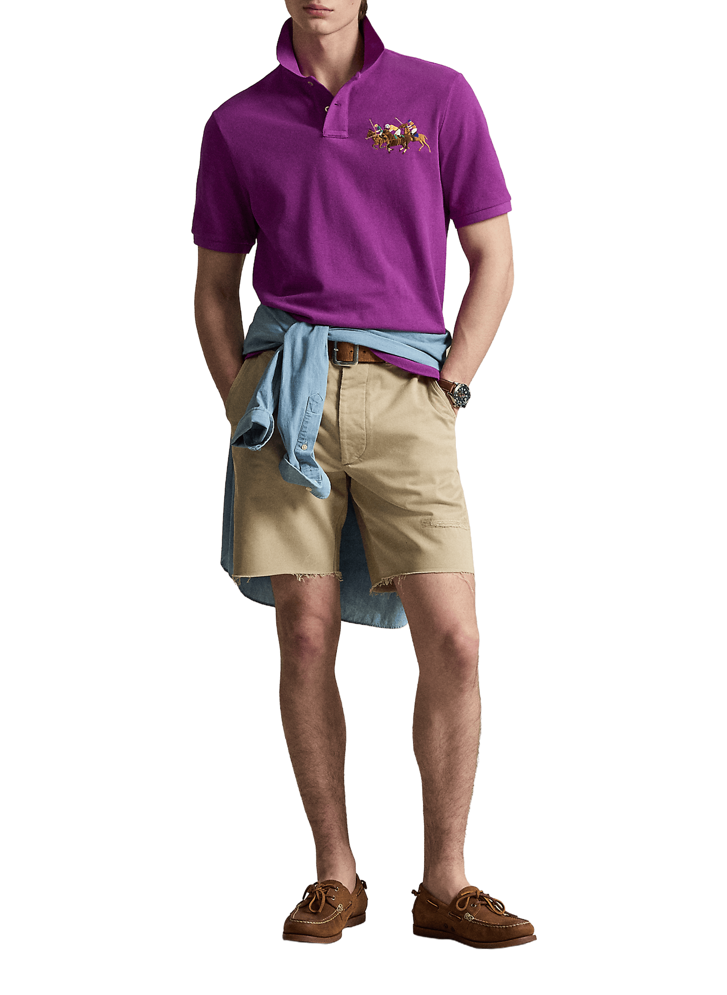 Polo Triple Poney à manches courtes en coton POLO RALPH LAUREN Purple