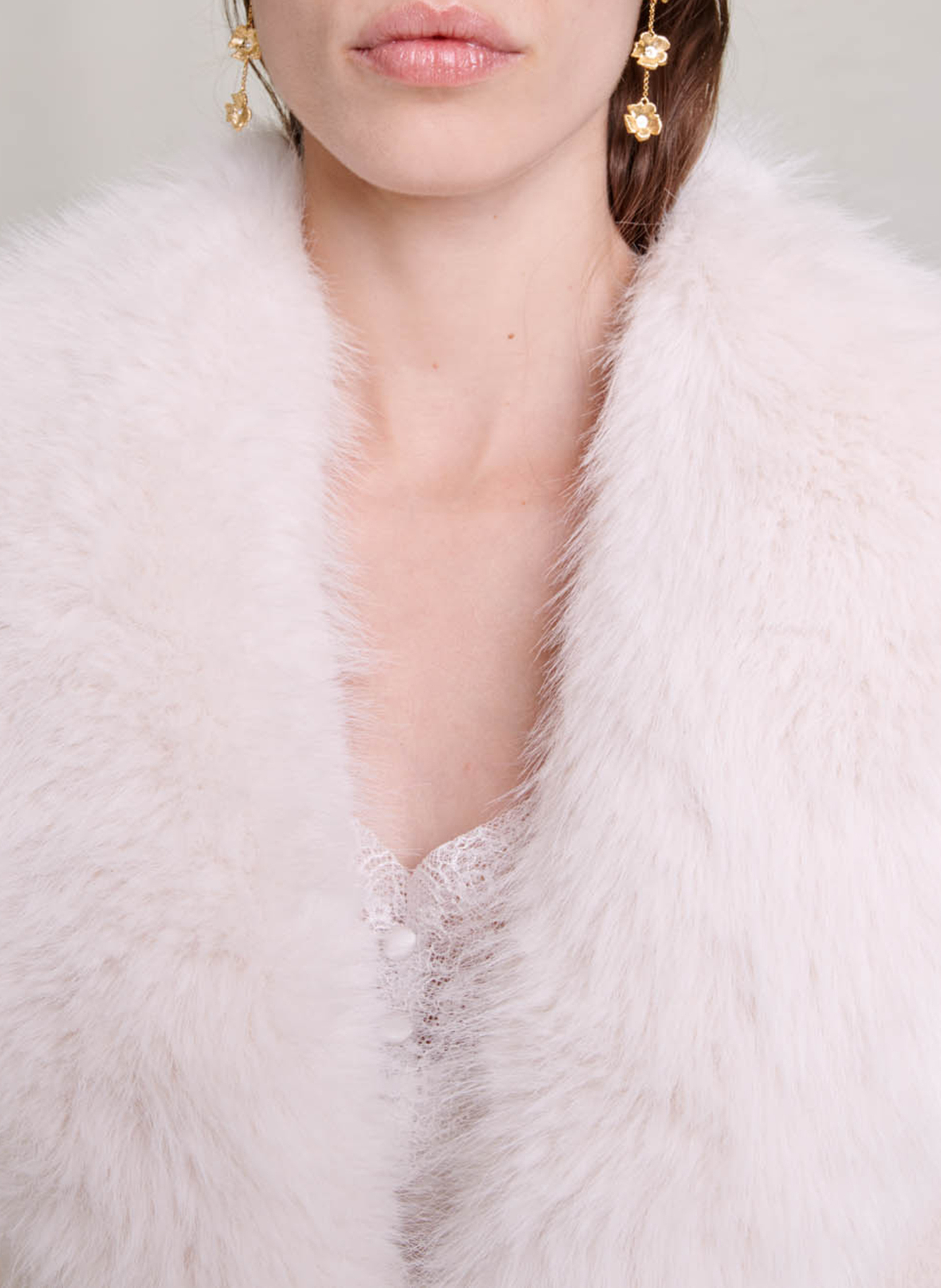 Manteau cintré col châle en laine mélangée MAJE Beige