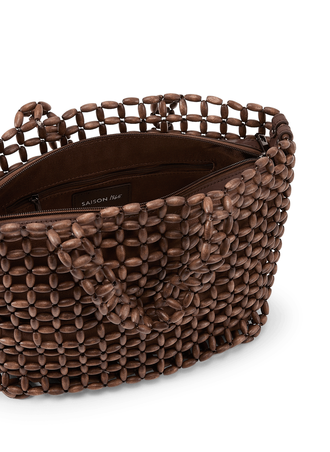 Sac à mains en perle de bois naturel SAISON 1865 Marron