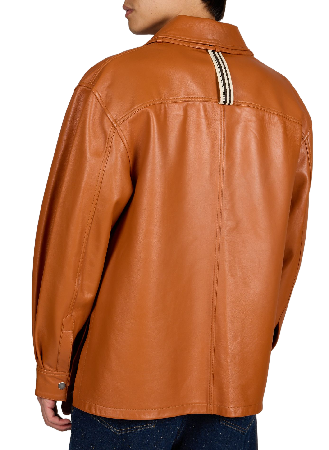 Blouson droit boutonné en cuir MORDECAI Orange