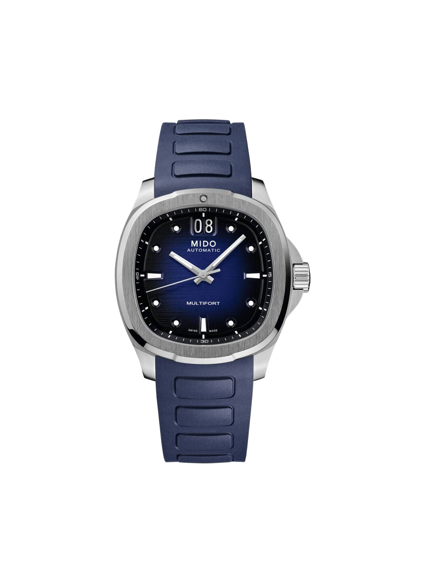 Montre Multifort TV Big Date en acier inoxydable MIDO Bleu