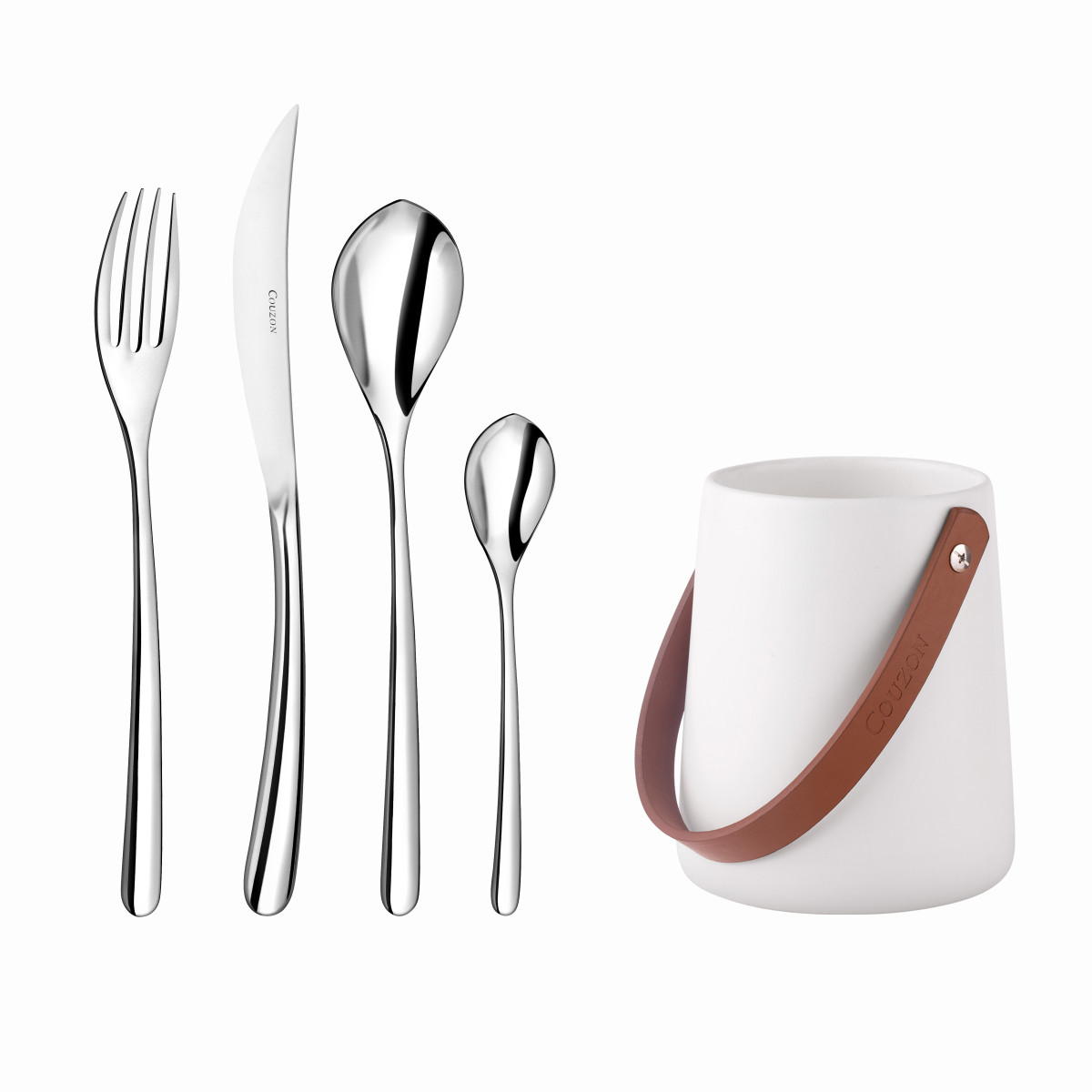 Elixir - 24 couverts de table avec support de rangement nomade COUZON Argent