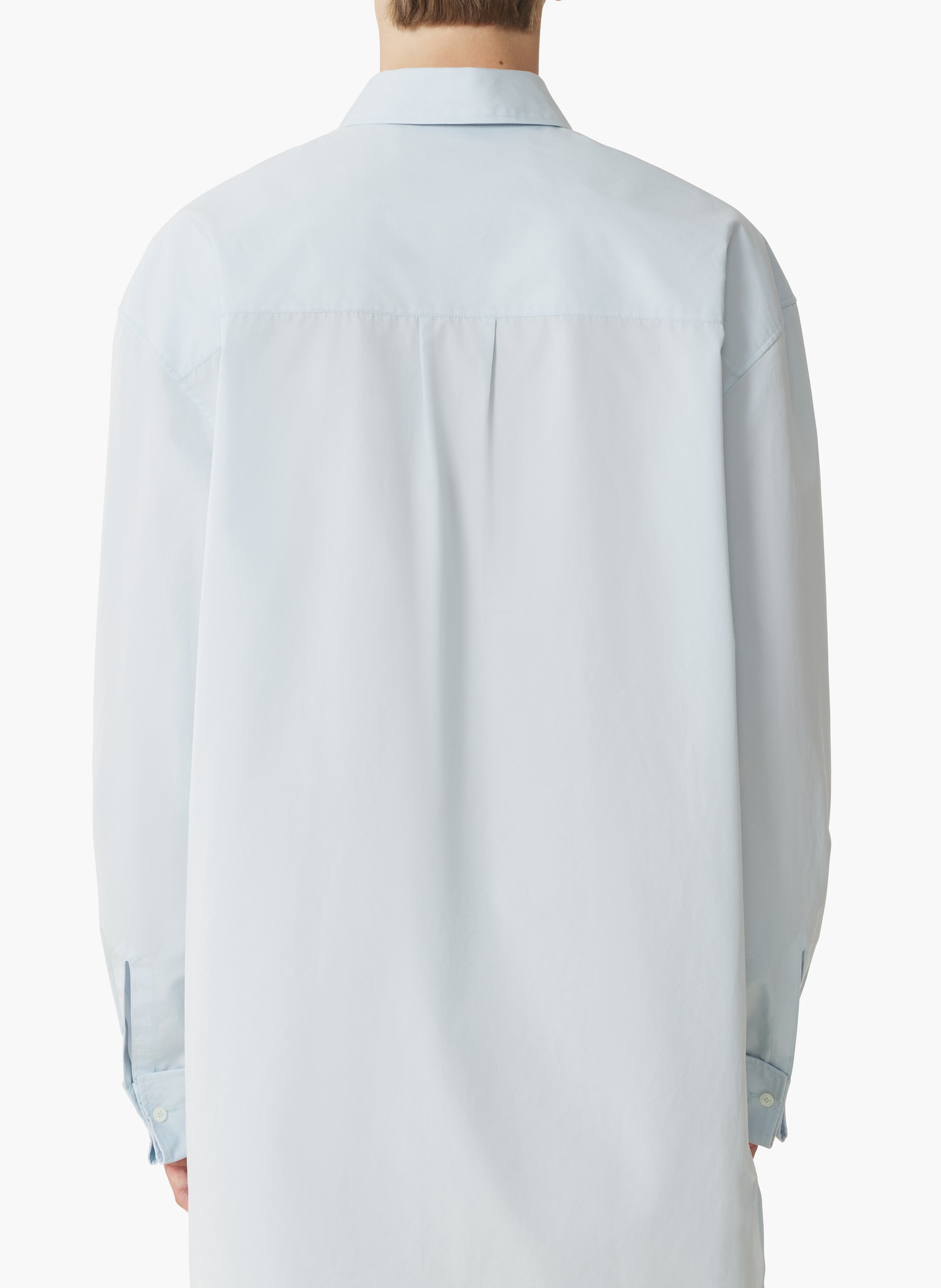 Chemise à plastron en popeline de coton Bleu