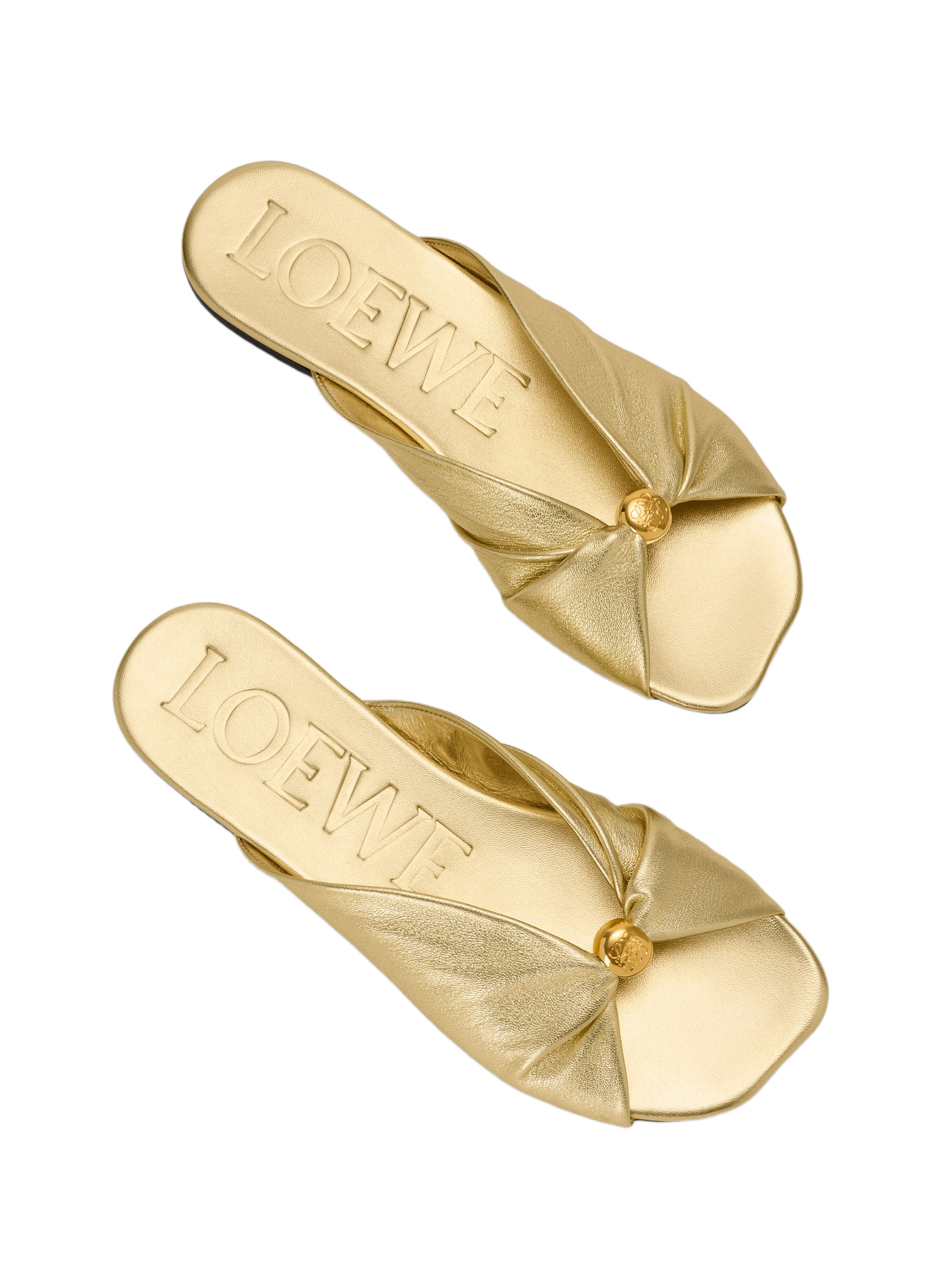 Mules Pebble Soft en cuir d'agneau laminé LOEWE Doré