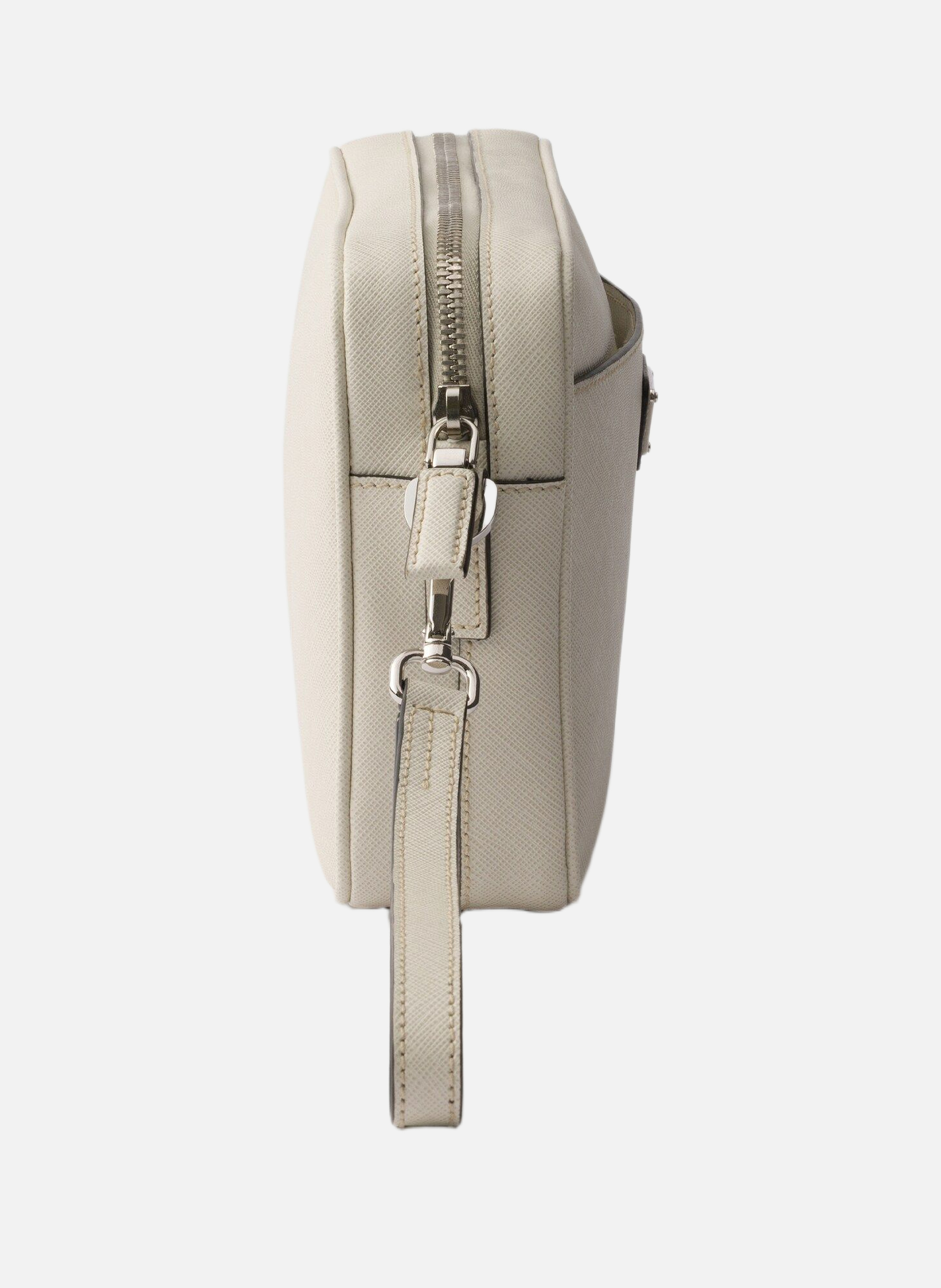 Sac porté épaule en cuir saffiano Beige