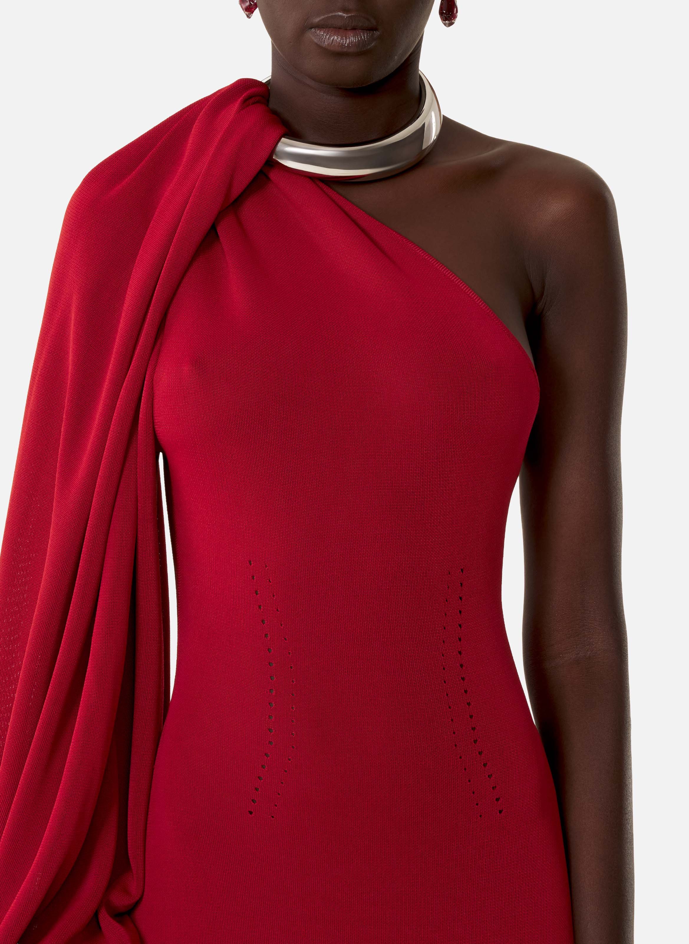 Robe choker asymétrique en viscose LANVIN Rouge