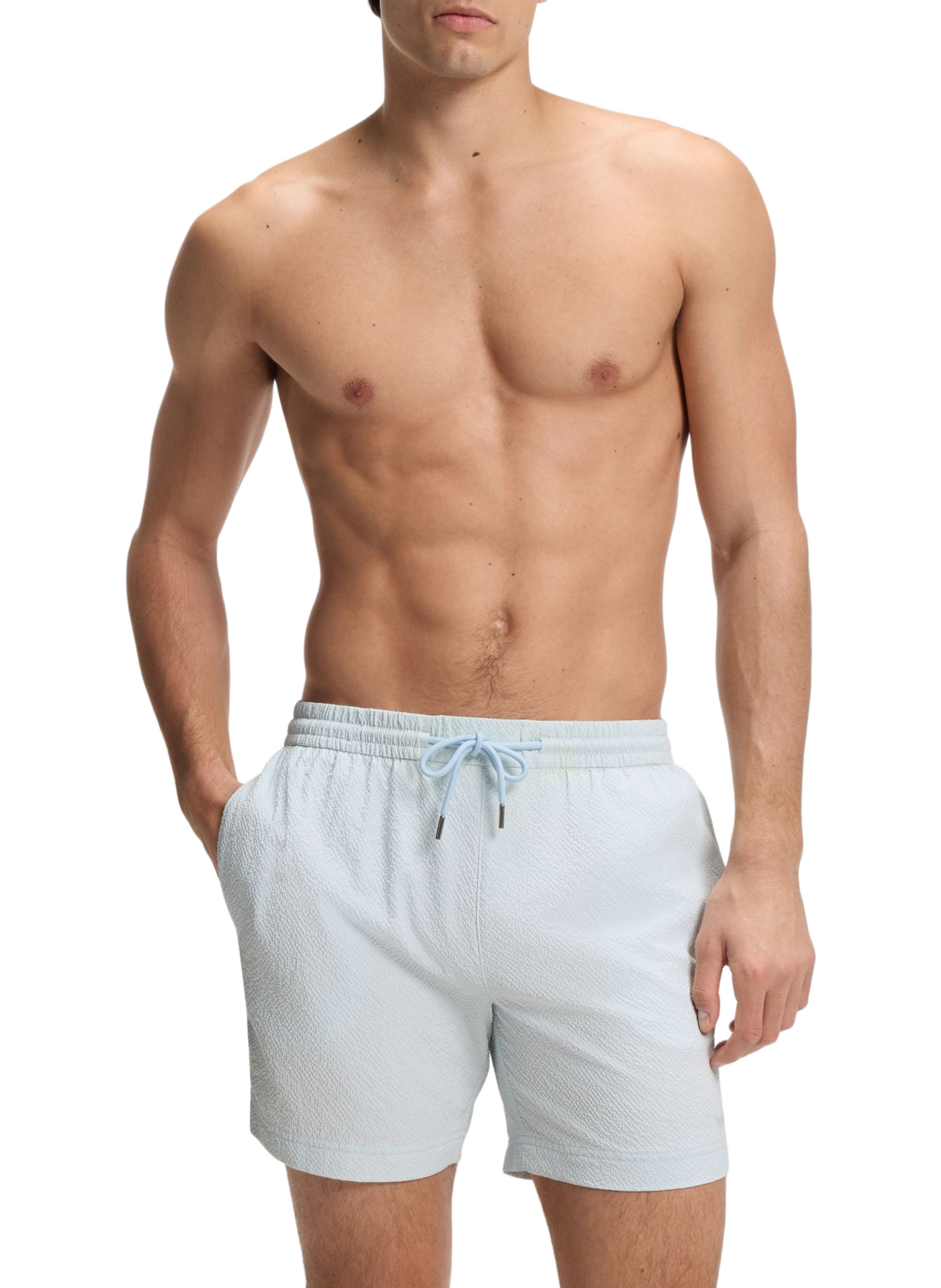 Short de bain texturé à logo brodé  HUGO BOSS Bleu