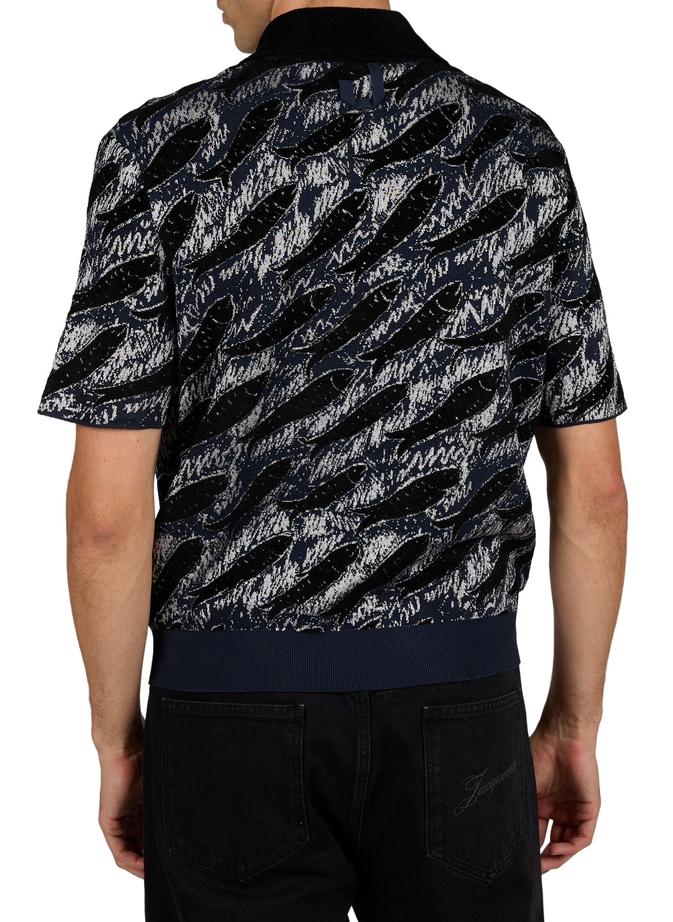 Short-sleeved jacquard polo JACQUEMUS Black