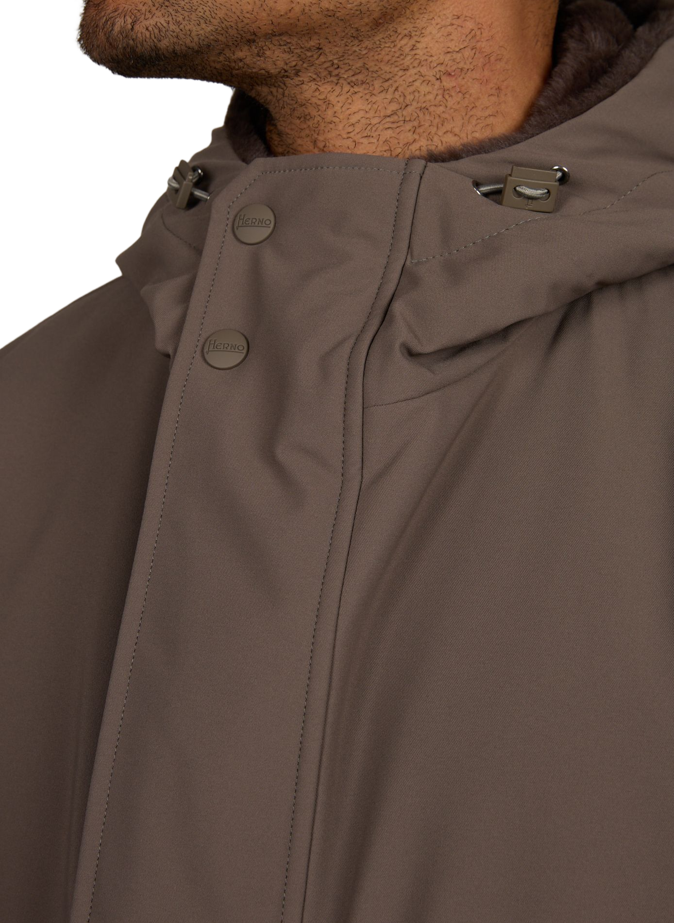 Manteau droit à capuche HERNO Marron