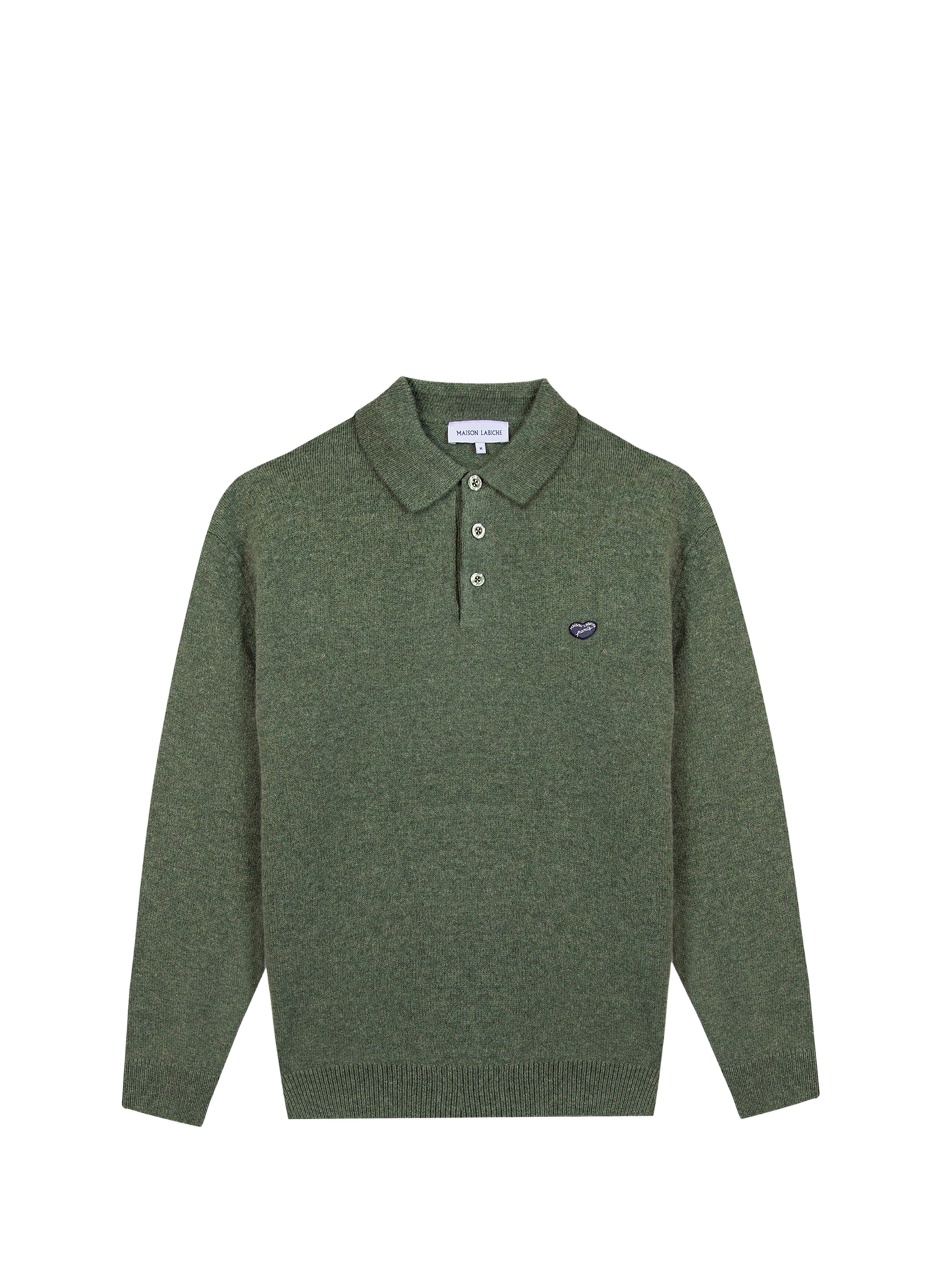 Polo manches longues droit en laine MAISON LABICHE Vert