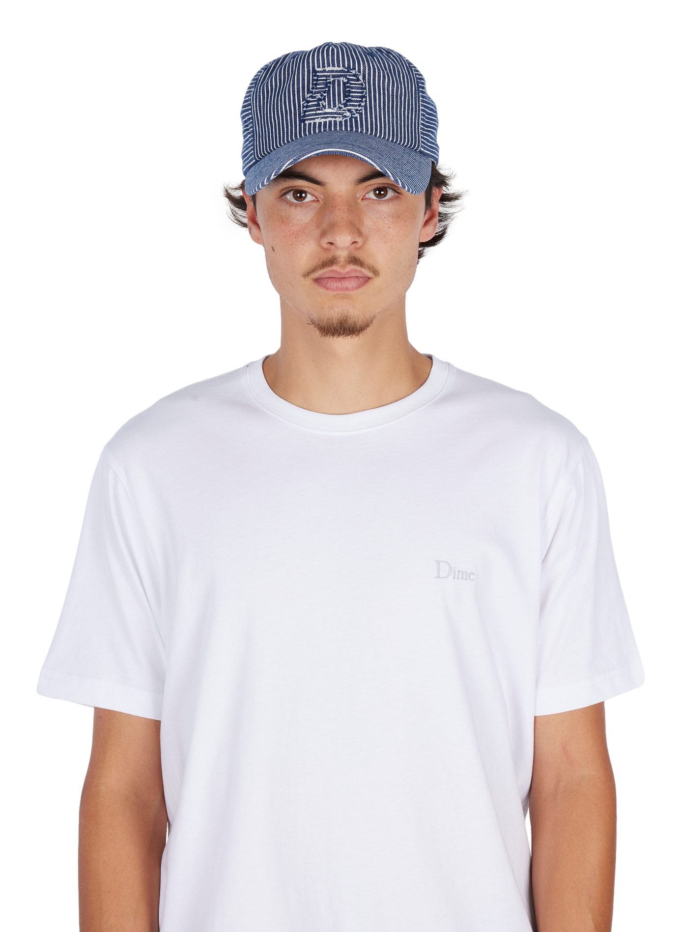 Striped cotton baseball cap DIME Blue