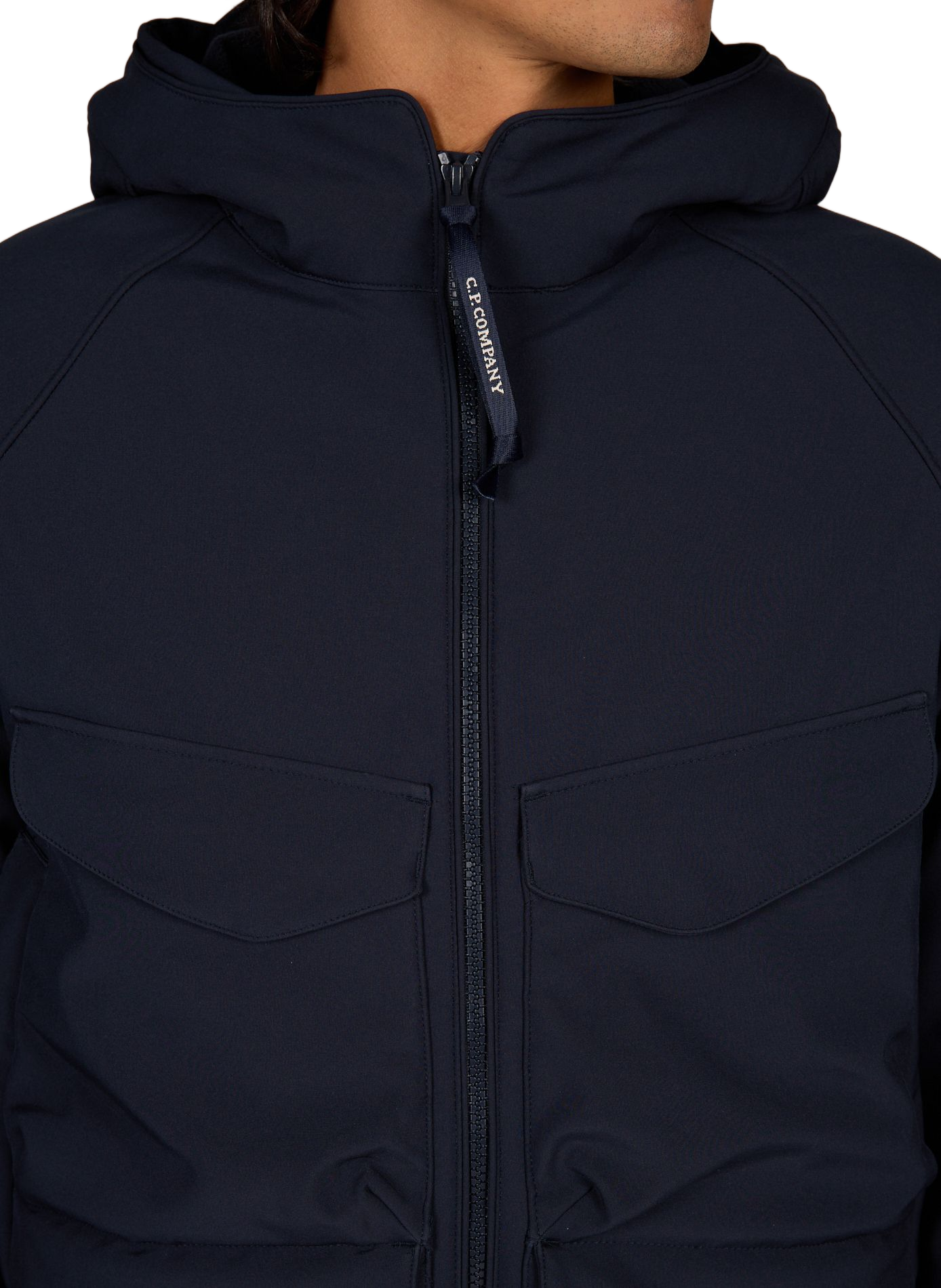Parka met capuchon en logo-embleem CP COMPANY Blauw