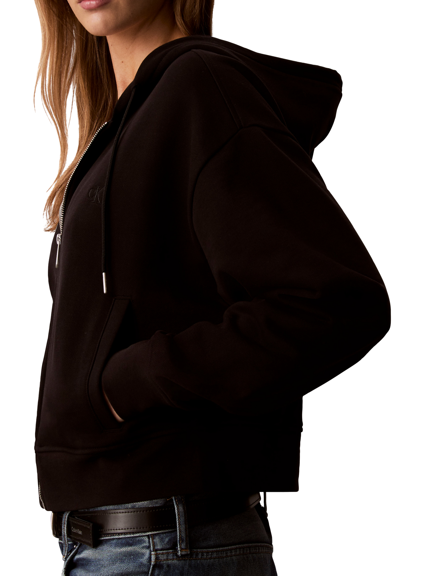 Zip-up hoodie in blended cotton CALVIN KLEIN Black